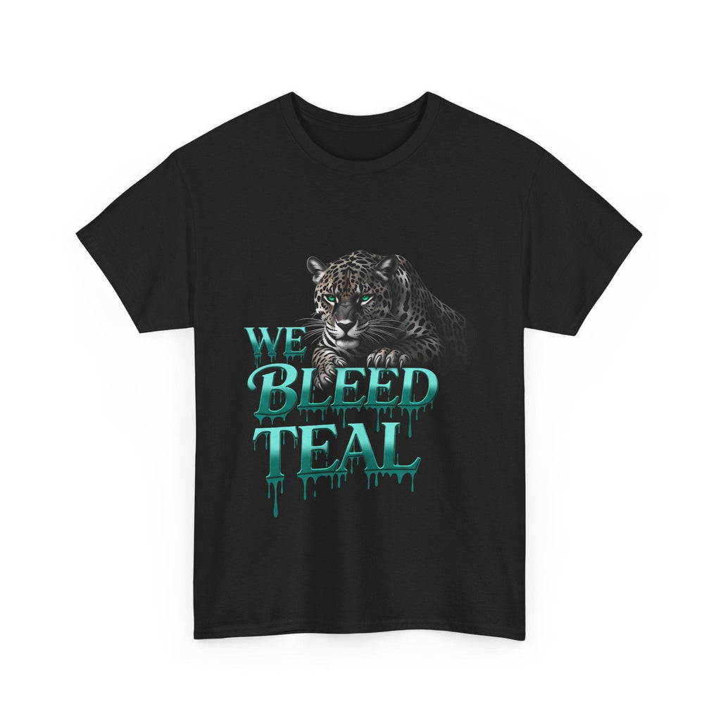 Teal Bleeding Cat Tee: Unisex Heavy Cotton Shirt, Pet Lover Gift, Casual Wear, Animal Lover Apparel, Unique Graphic Tee Printify