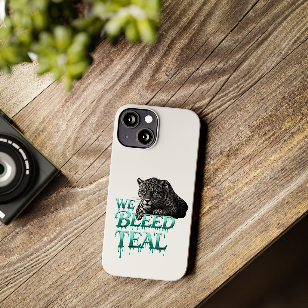 Teal Panther Slim Phone Case - Bold Animal Design, Unique Gift for Wildlife Lovers, Stylish Phone Accessory, Modern Aesthetic, Trendy [...] Printify