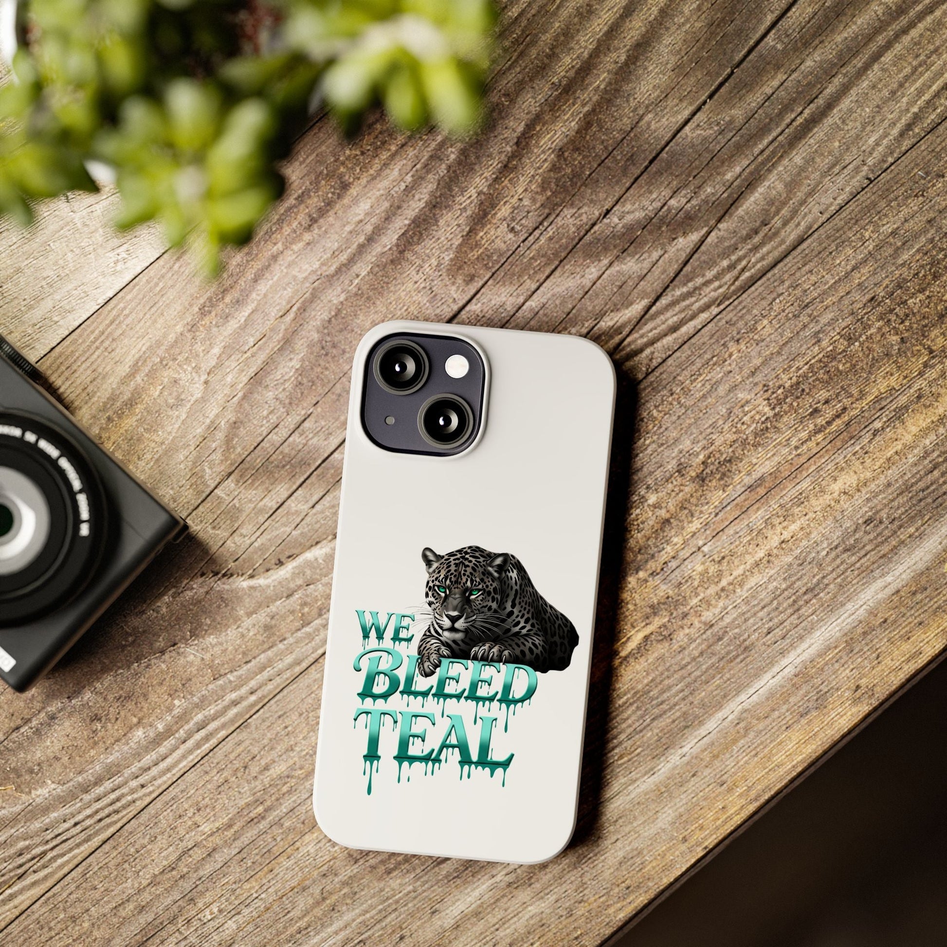 Teal Panther Slim Phone Case - Bold Animal Design, Unique Gift for Wildlife Lovers, Stylish Phone Accessory, Modern Aesthetic, Trendy [...] Printify