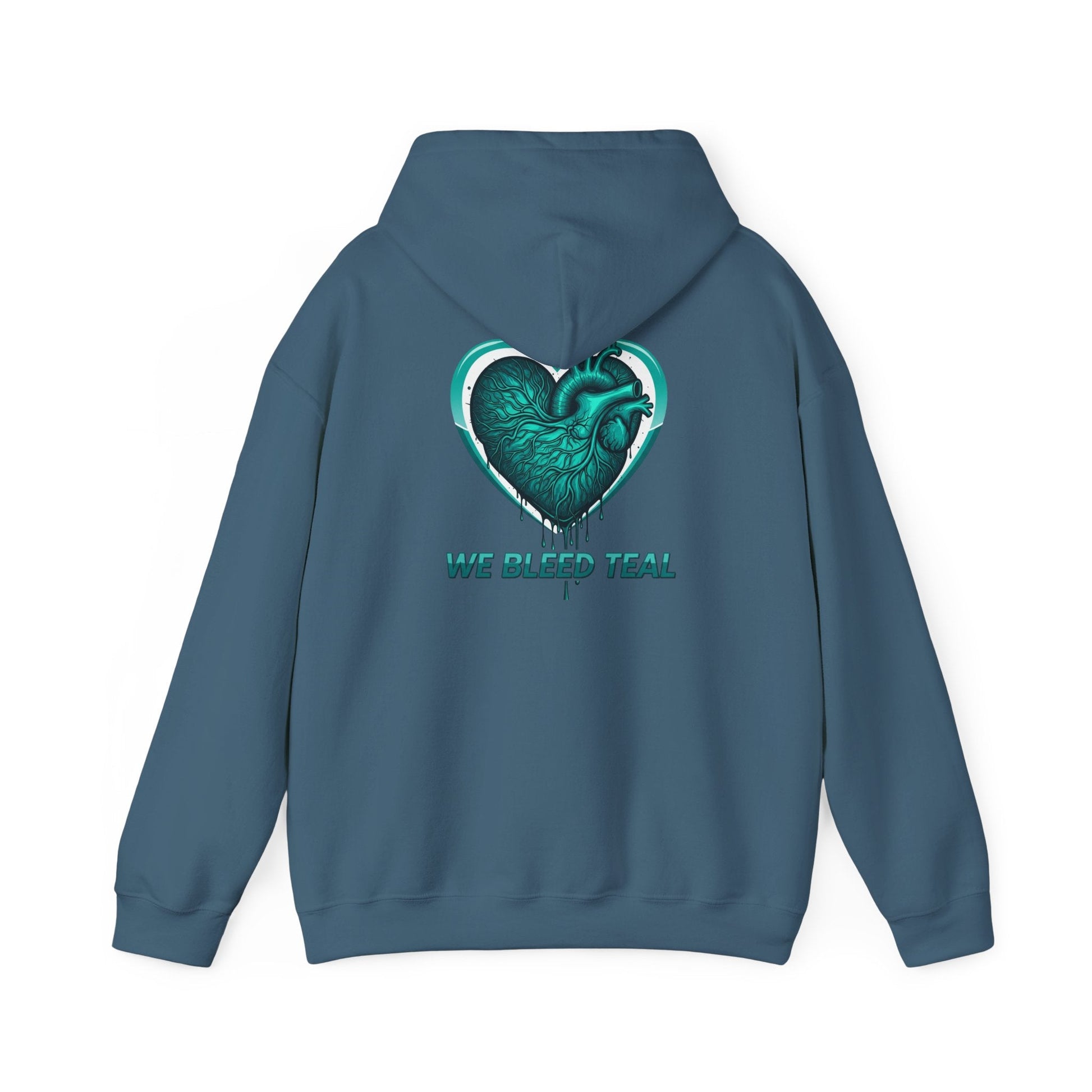 Teal Heart Hoodie - Unisex Heavy Blend Sweatshirt, Perfect for Gamers, Sport Fans, Casual Wear, Gift for Holidays Printify