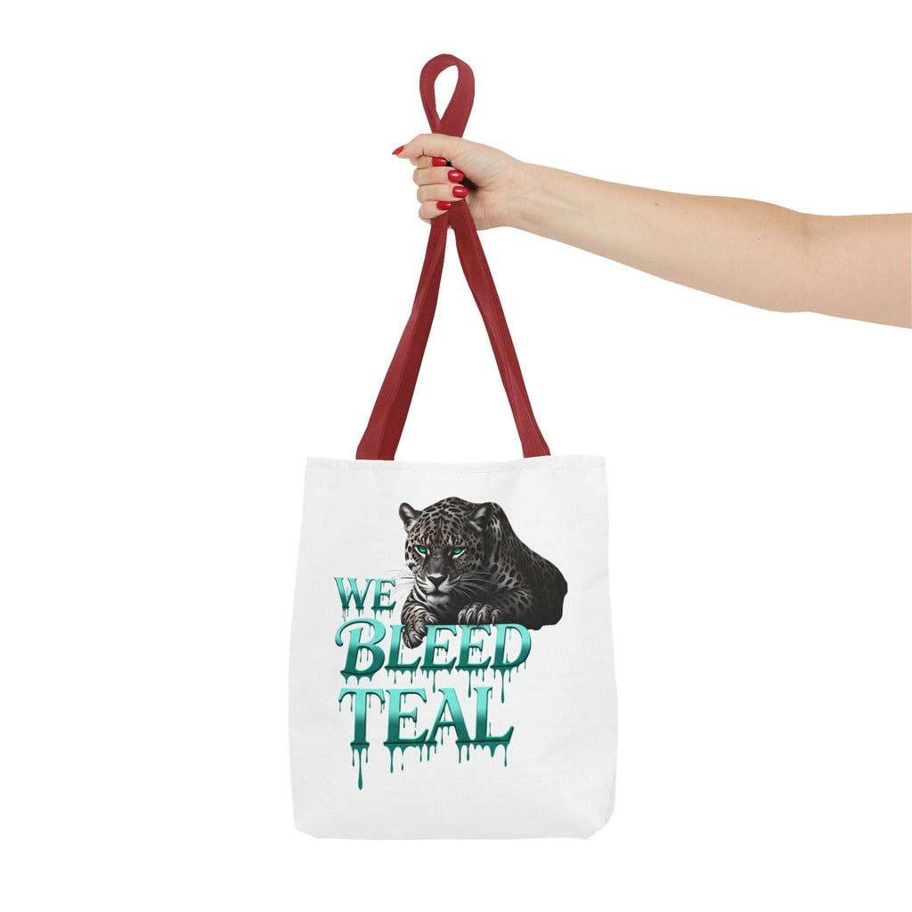 Teal Panther Tote Bag - We Bleed Teal, Animal Lover Gift, Eco-Friendly Bag, College Student Accessory, Unique Shopping Tote Printify
