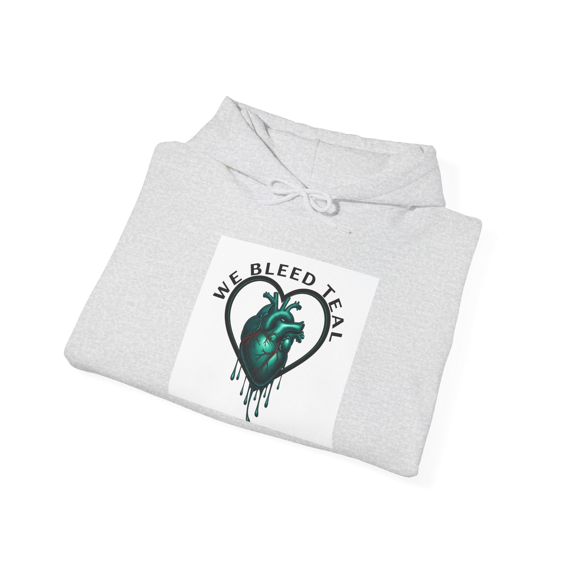 Teal Heart Drip Hoodie - Unisex Sweatshirt, Casual Wear, Gift for Her, Unique Style, Fall Fashion, Cozy Outfit Printify