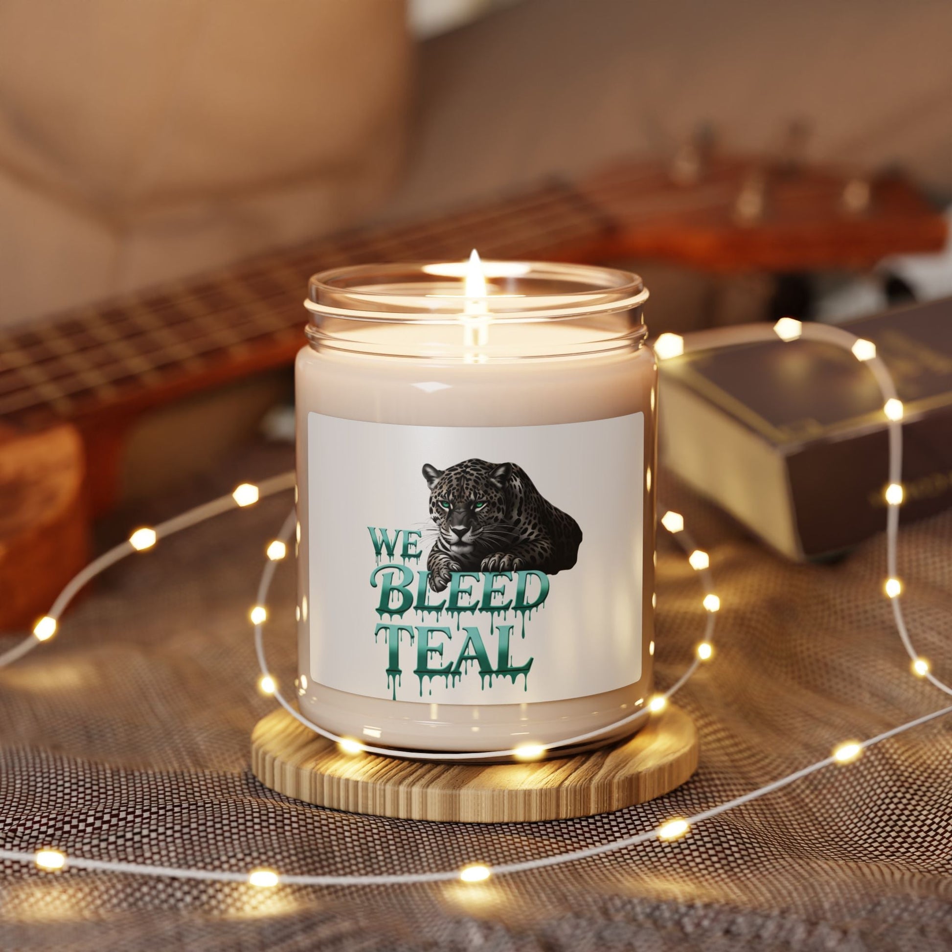Teal Panther Scented Soy Candle - We Bleed Teal | Eco-Friendly Gift, Home Decor, Aromatherapy, Unique Candle