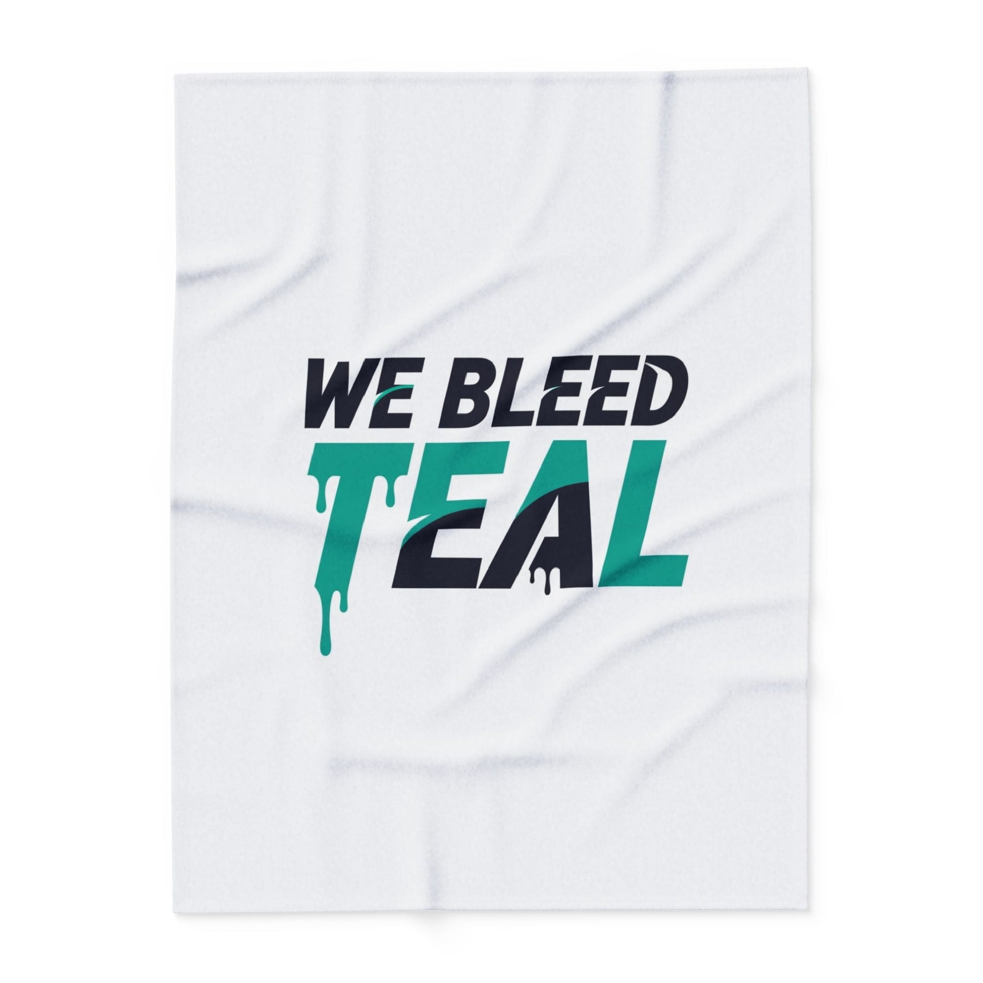 Teal Fleece Blanket, Cozy Throw for Sports Fans, Home Decor, Gift for Holidays, We Bleed Teal Design, Soft Bedding Accessory Printify