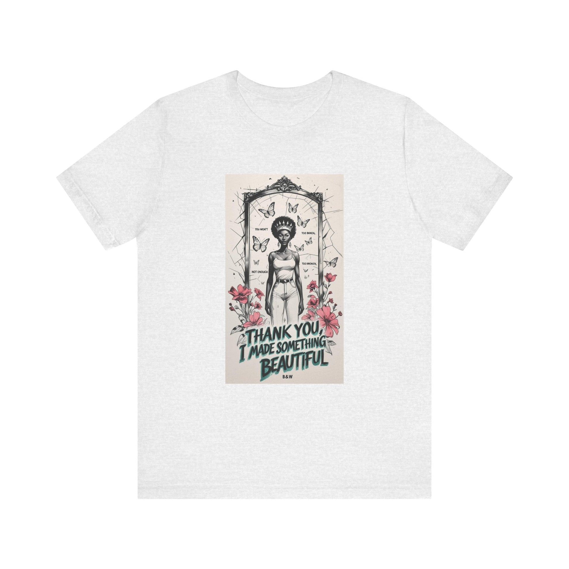 Beautiful Gratitude Unisex Tee, Artistic Short Sleeve Shirt, Inspirational Clothing, Gift for Her, Affirmation Tee, Butterfly Design Printify