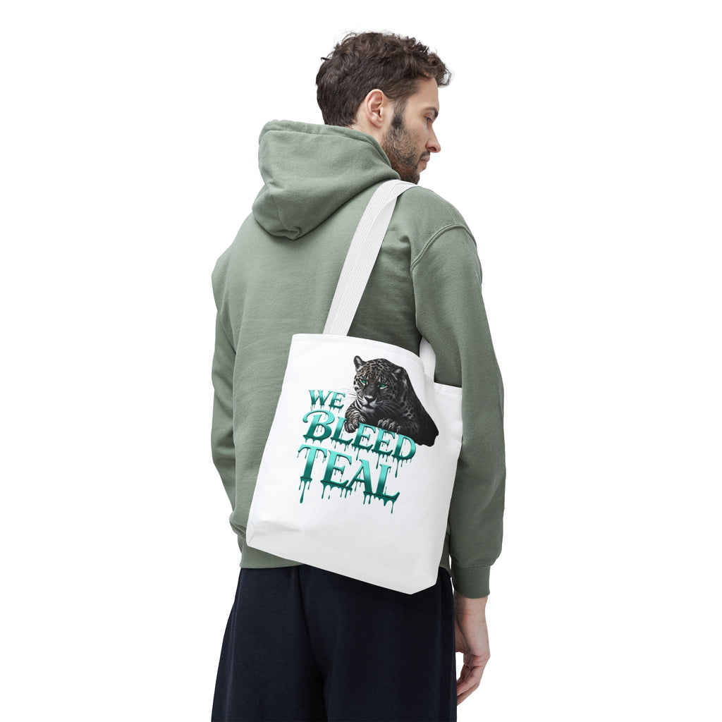 Teal Panther Tote Bag - We Bleed Teal, Animal Lover Gift, Eco-Friendly Bag, College Student Accessory, Unique Shopping Tote Printify
