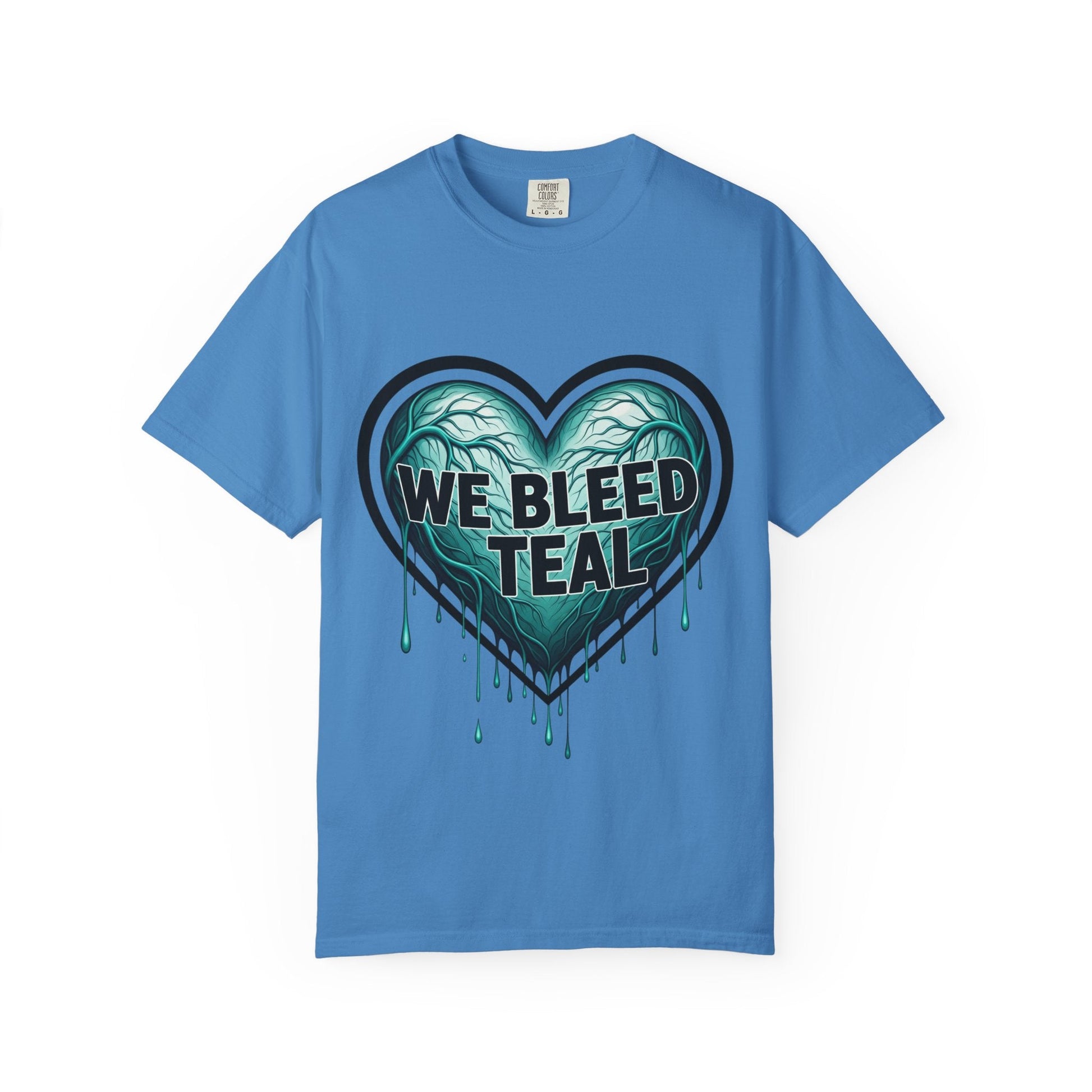Teal Heart Awareness T-shirt, Unisex Gift for Mental Health, Eco-Friendly Tee, Bleed Teal Support, Casual Everyday Wear Printify