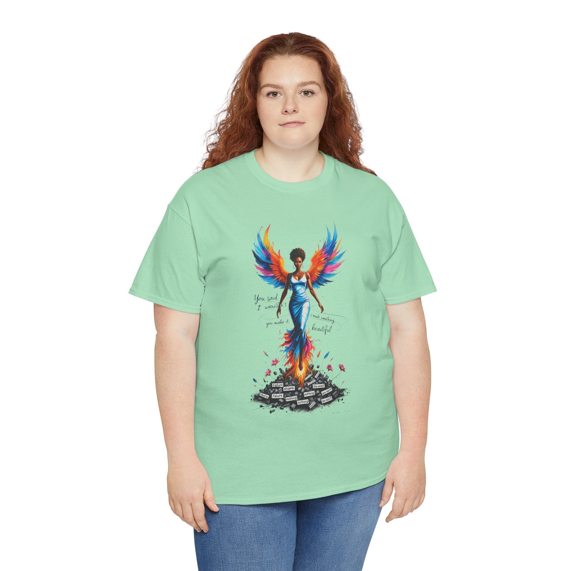 Vibrant Angelic Heavy Cotton Tee - Unisex T-Shirt, Inspirational Apparel, Casual Wear, Gift for Her, Spiritual Fashion Printify