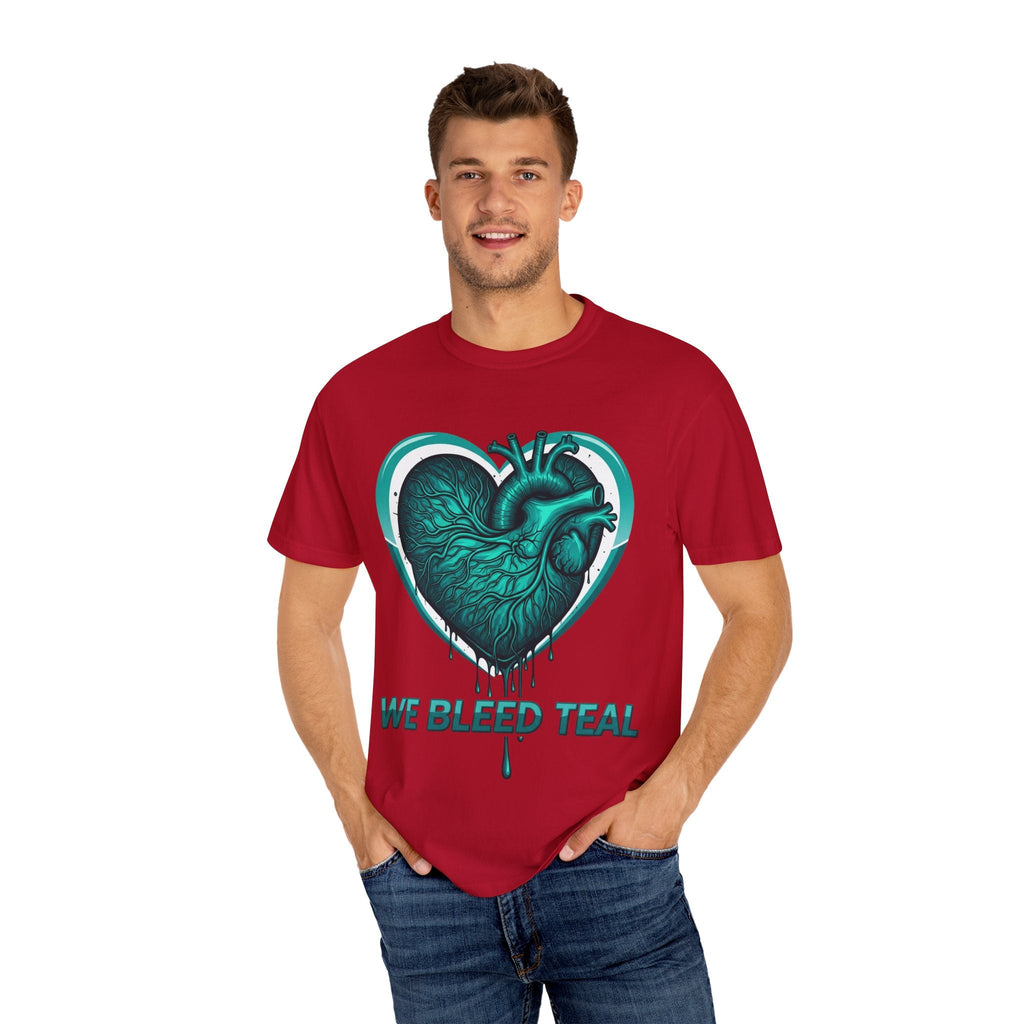 Teal Heart T-Shirt, Unisex Casual Shirt, Heart Health Awareness Tee, Gift for Men & Women, Comfortable Everyday Wear, We Bleed Teal Printify