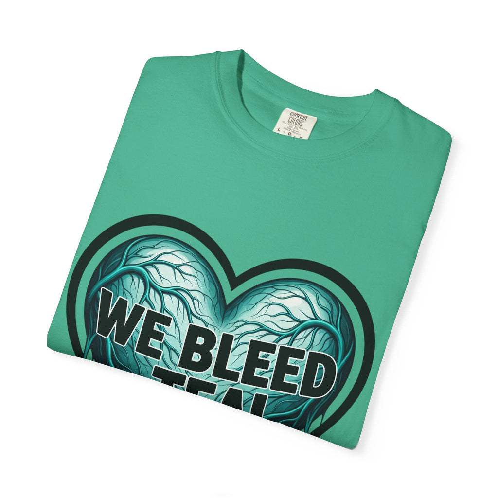 Teal Heart Awareness T-shirt, Unisex Gift for Mental Health, Eco-Friendly Tee, Bleed Teal Support, Casual Everyday Wear Printify