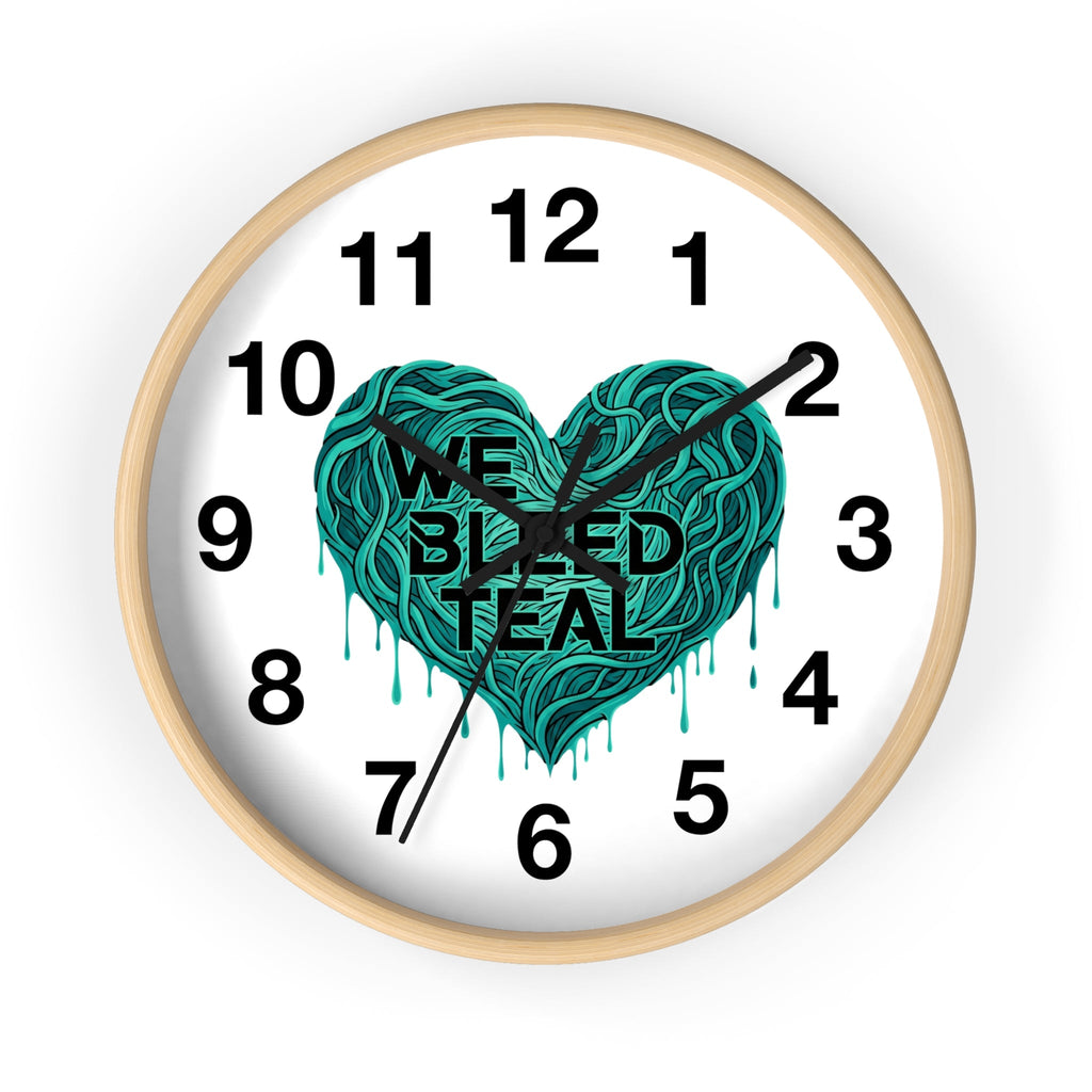 Teal Heart Wall Clock - Inspirational Home Decor, Unique Gift for Cancer Awareness, Stylish Timepiece, Motivational Decor Printify
