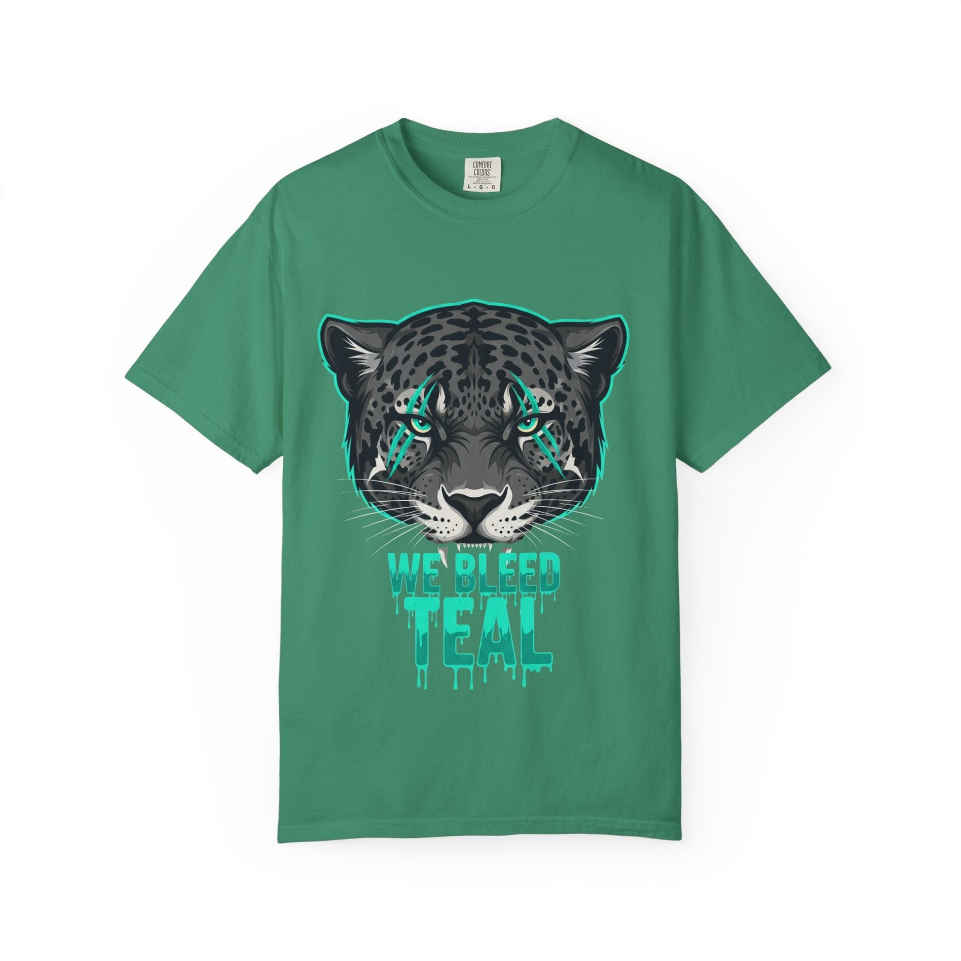 Teal Panther Unisex T-Shirt, Casual Graphic Tee, Animal Lover Gift, Unique Style, Eco-Friendly Apparel Printify