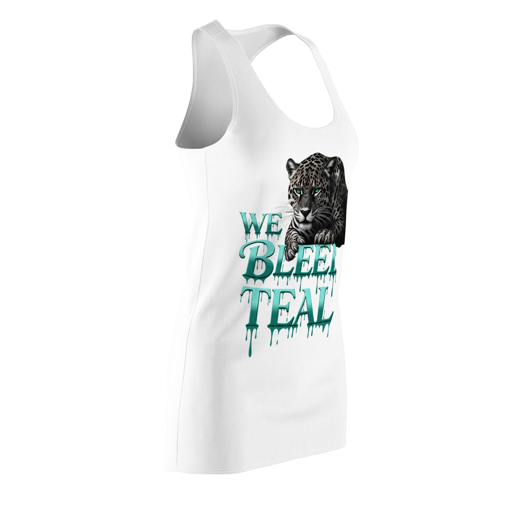 Teal Leopard Print Racerback Dress - Stylish Summer Outfit, Casual Dress, Unique Fashion, Animal Lovers Gift, Perfect for Events Printify