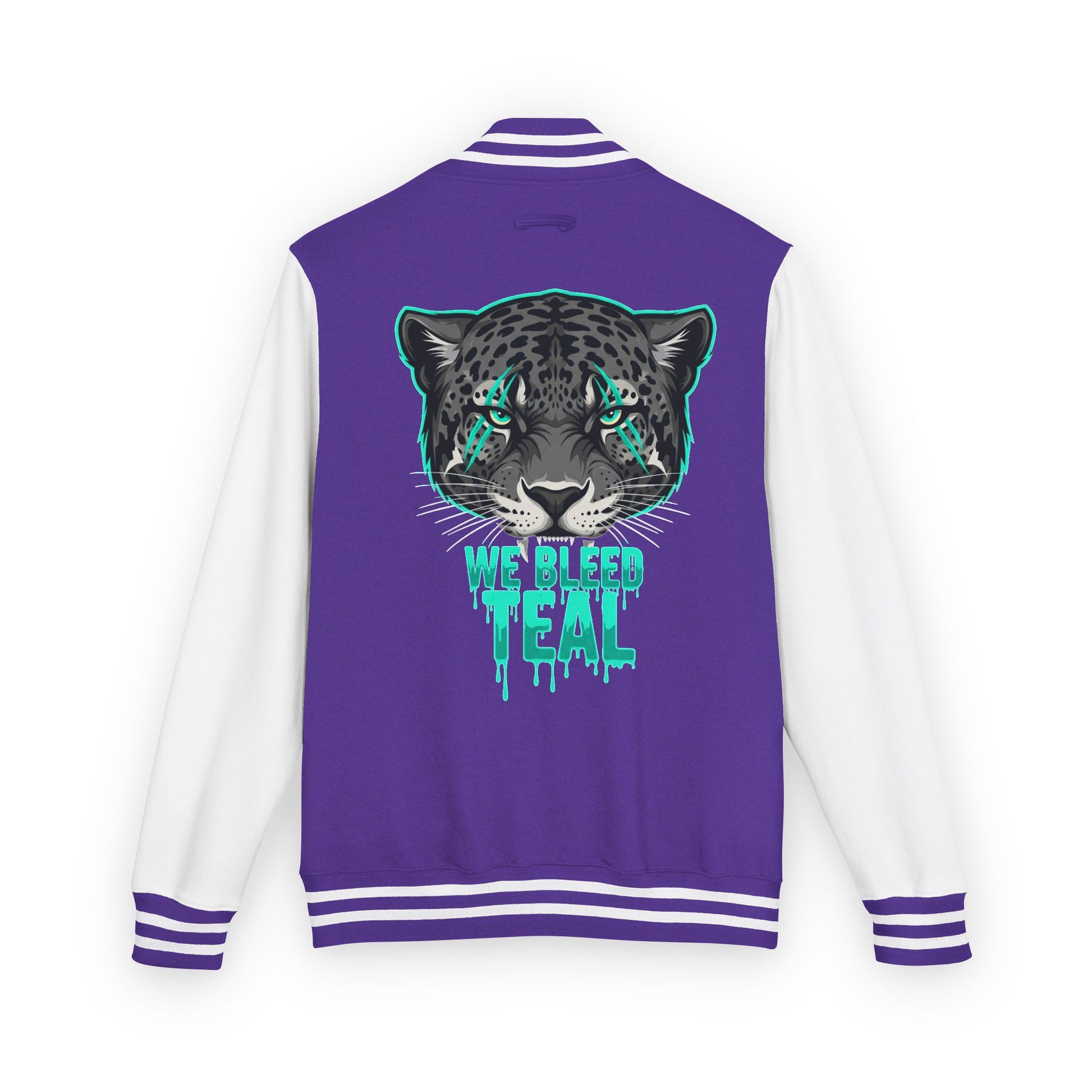 Teal Cheetah Letterman Jacket, Unisex Varsity Jacket, Stylish College Apparel, Gift for Sports Fans, Trendy Streetwear, Casual Fashion