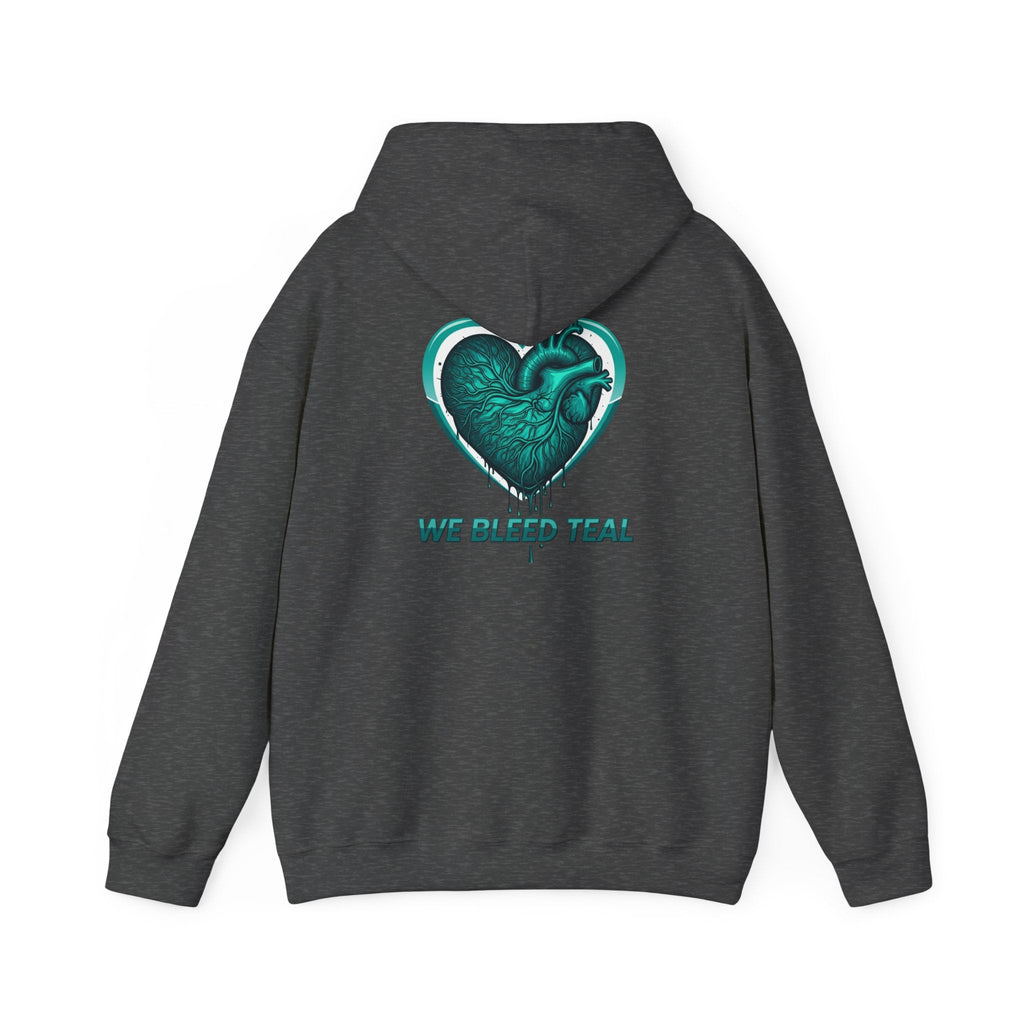 Teal Heart Hoodie - Unisex Heavy Blend Sweatshirt, Perfect for Gamers, Sport Fans, Casual Wear, Gift for Holidays Printify