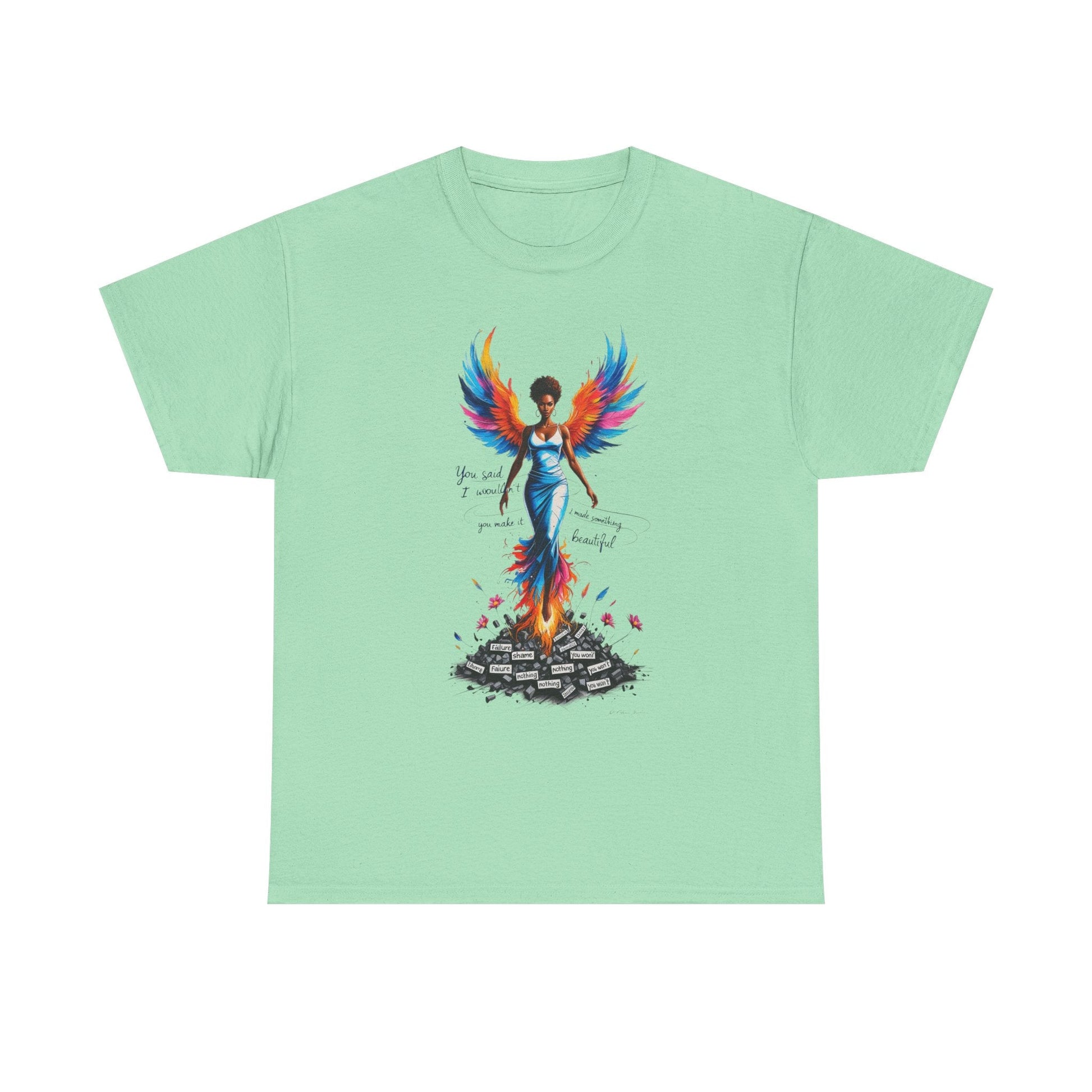 Vibrant Angelic Heavy Cotton Tee - Unisex T-Shirt, Inspirational Apparel, Casual Wear, Gift for Her, Spiritual Fashion Printify