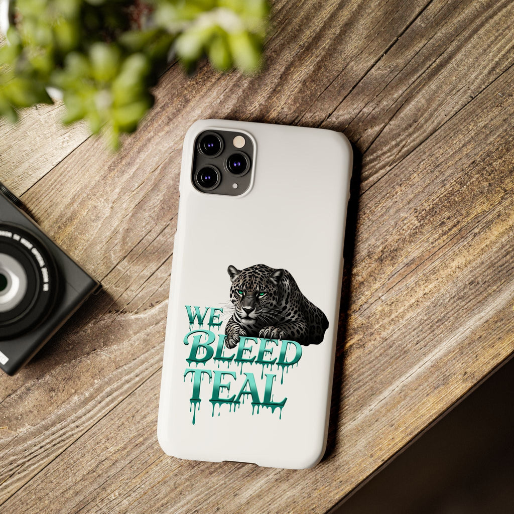 Teal Panther Slim Phone Case - Bold Animal Design, Unique Gift for Wildlife Lovers, Stylish Phone Accessory, Modern Aesthetic, Trendy [...] Printify