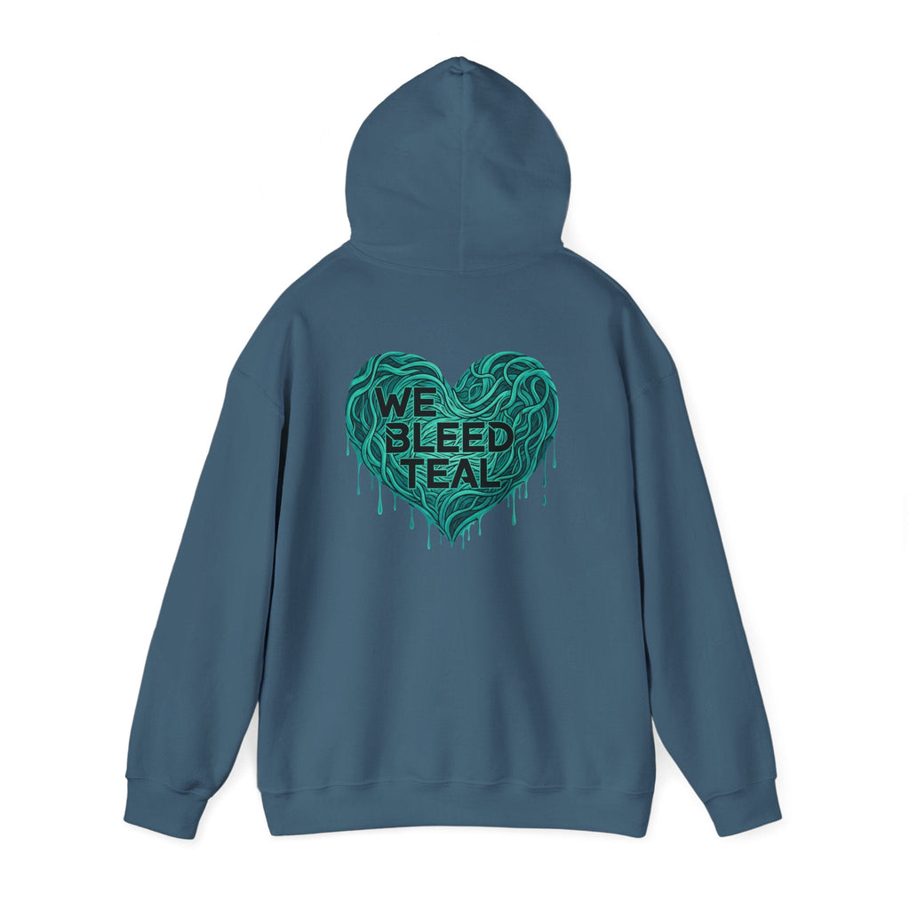 Teal Heart Hoodie, Unisex Hooded Sweatshirt, Casual Sweatshirt, Gift for Teal Lovers, Birthday Gift, Heart Sweatshirt Printify