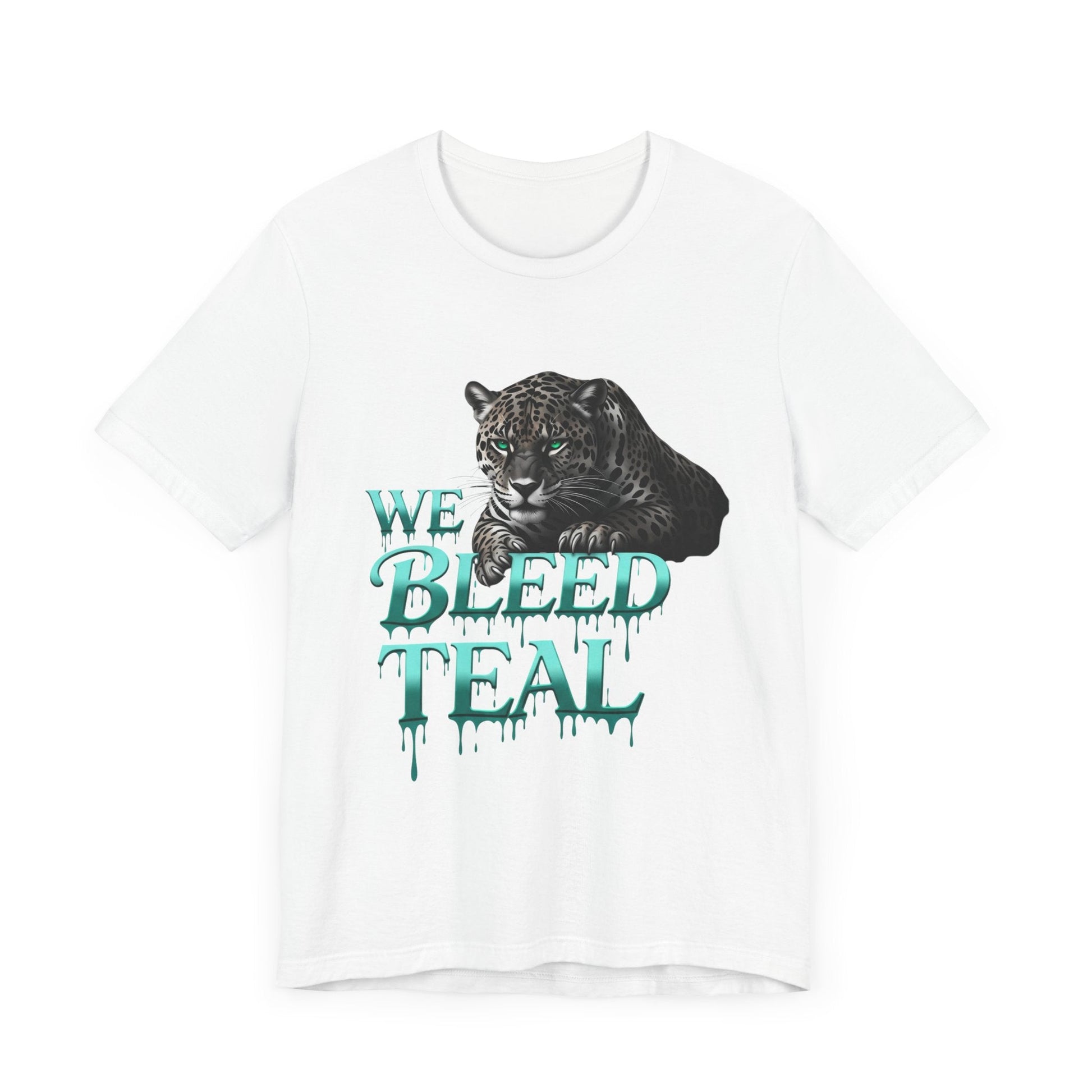 Teal Panther Graphic Tee - We Bleed Teal T-Shirt, Casual Unisex Shirt, Animal Lover Gift, Sports Fans Apparel, Unique Graphic Top Printify
