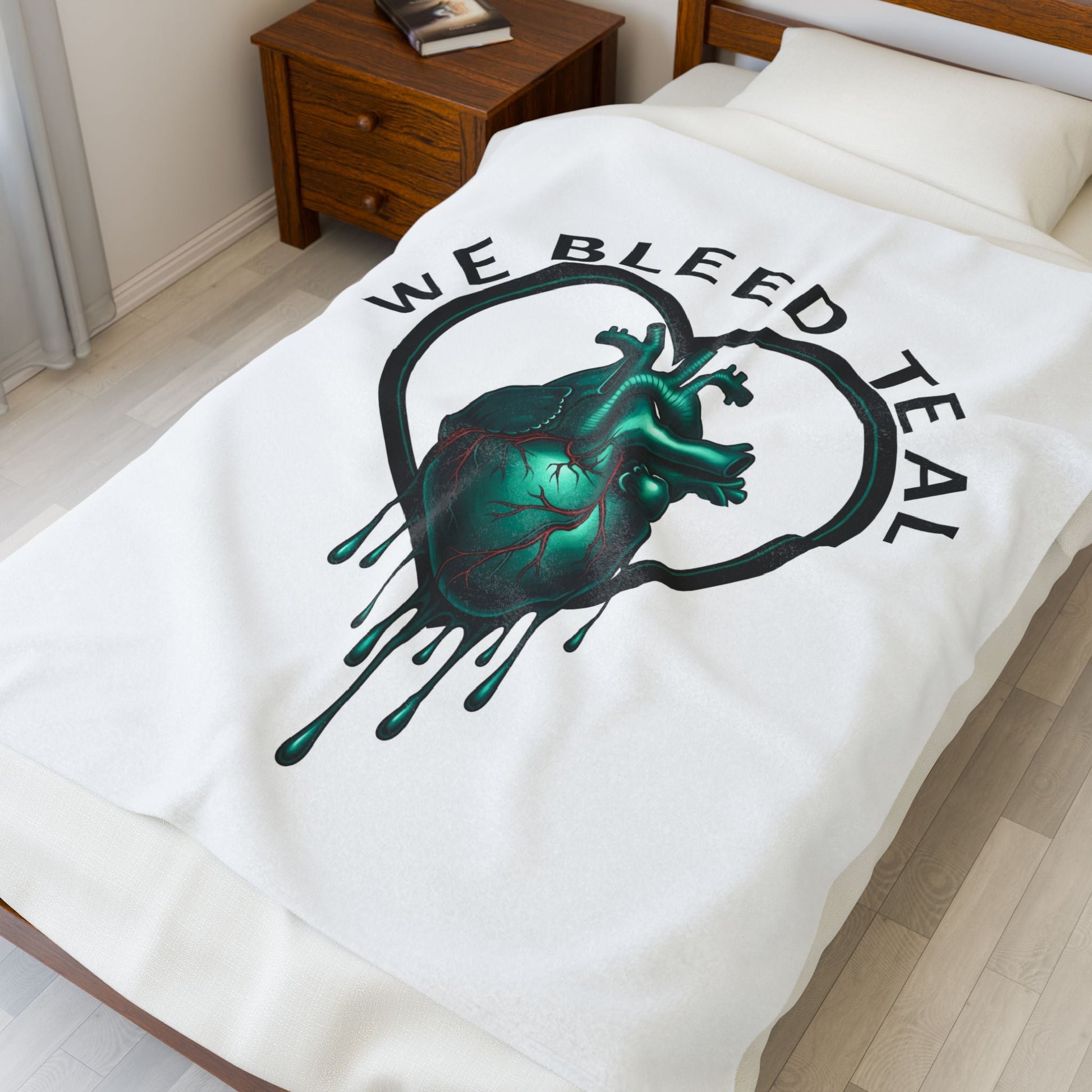 Teal Heart Soft Plush Blanket, Cozy Throw for Home, Ideal for Gifts, Pet Lovers, Versatile Blanket, Unique Decor Printify