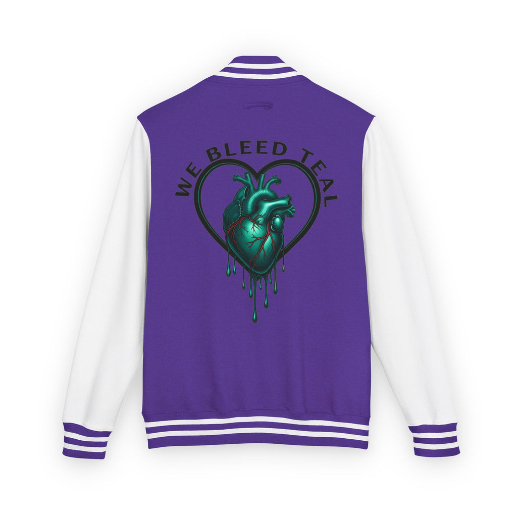 Unisex Heavyweight Letterman Jacket with We Bleed Teal Design | Comfort Wear for Game Day, Sports Events, Nostalgia Rides, [...]