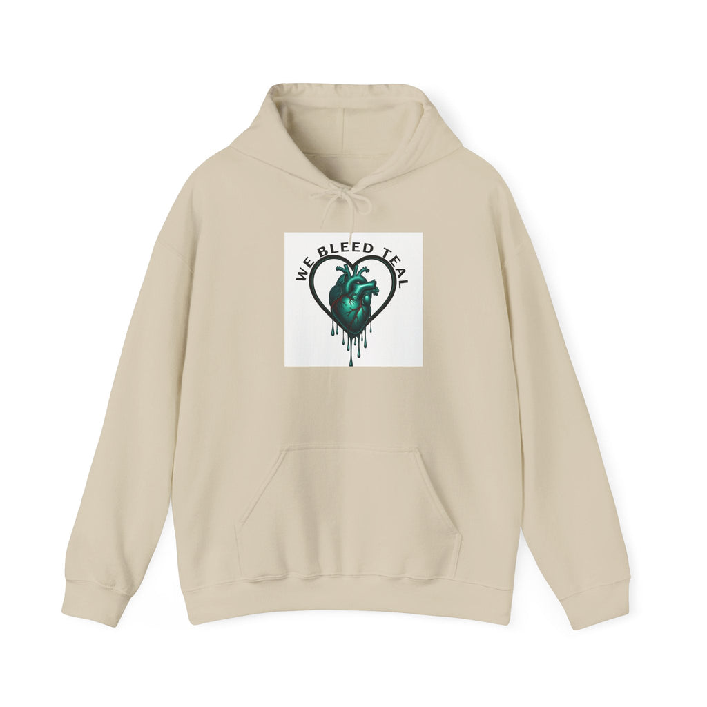 Teal Heart Drip Hoodie - Unisex Sweatshirt, Casual Wear, Gift for Her, Unique Style, Fall Fashion, Cozy Outfit Printify