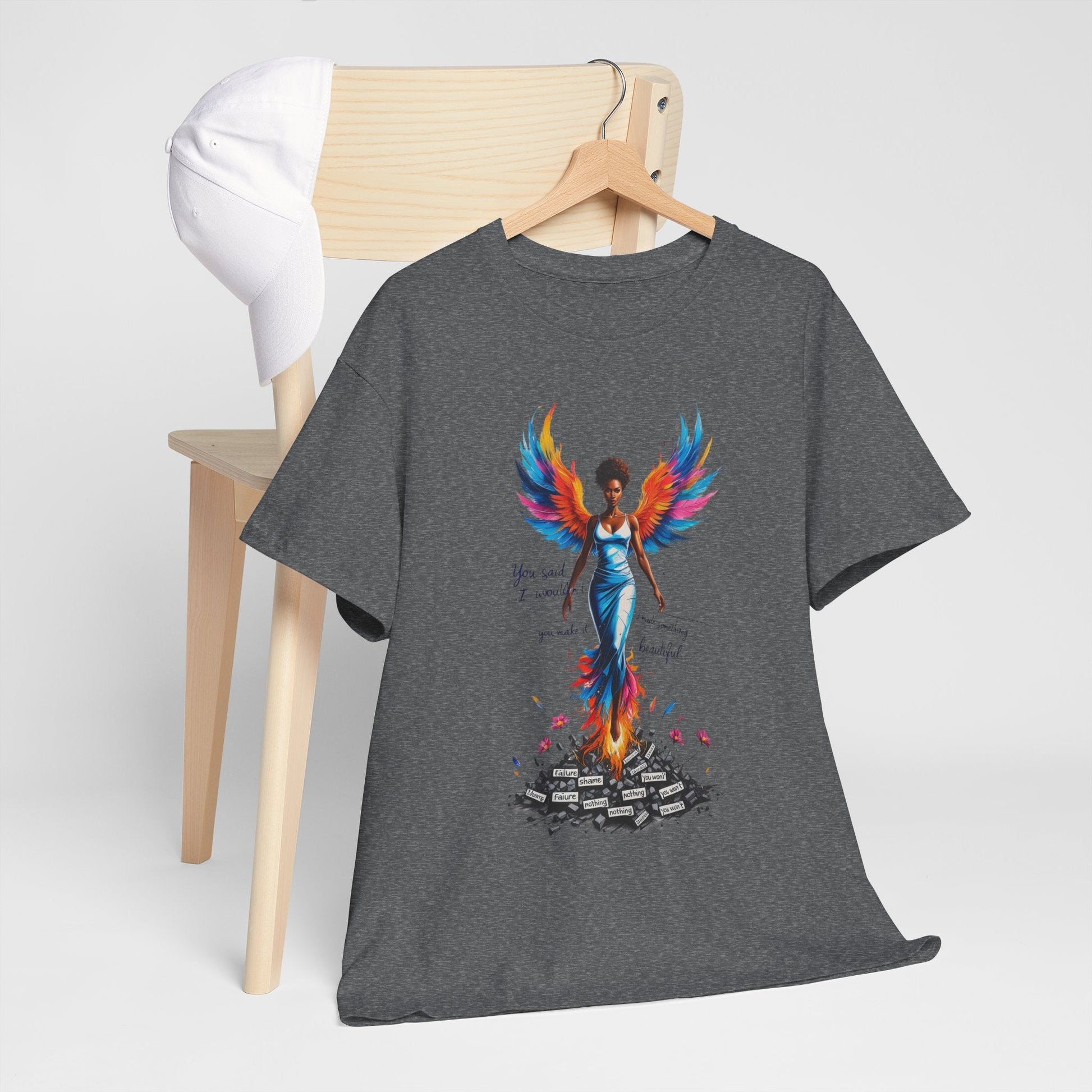 Vibrant Angelic Heavy Cotton Tee - Unisex T-Shirt, Inspirational Apparel, Casual Wear, Gift for Her, Spiritual Fashion Printify