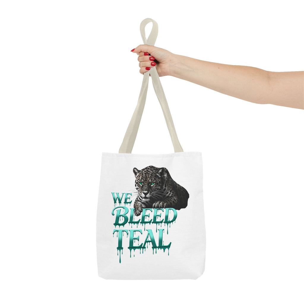 Teal Panther Tote Bag - We Bleed Teal, Animal Lover Gift, Eco-Friendly Bag, College Student Accessory, Unique Shopping Tote Printify