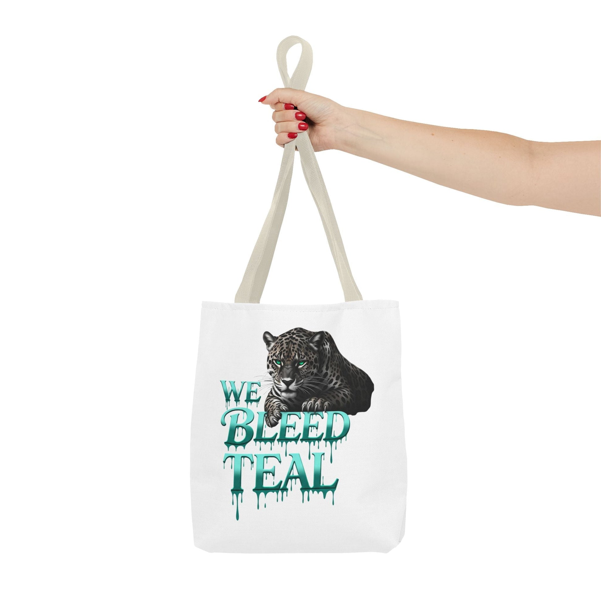 Teal Panther Tote Bag - We Bleed Teal, Animal Lover Gift, Eco-Friendly Bag, College Student Accessory, Unique Shopping Tote Printify