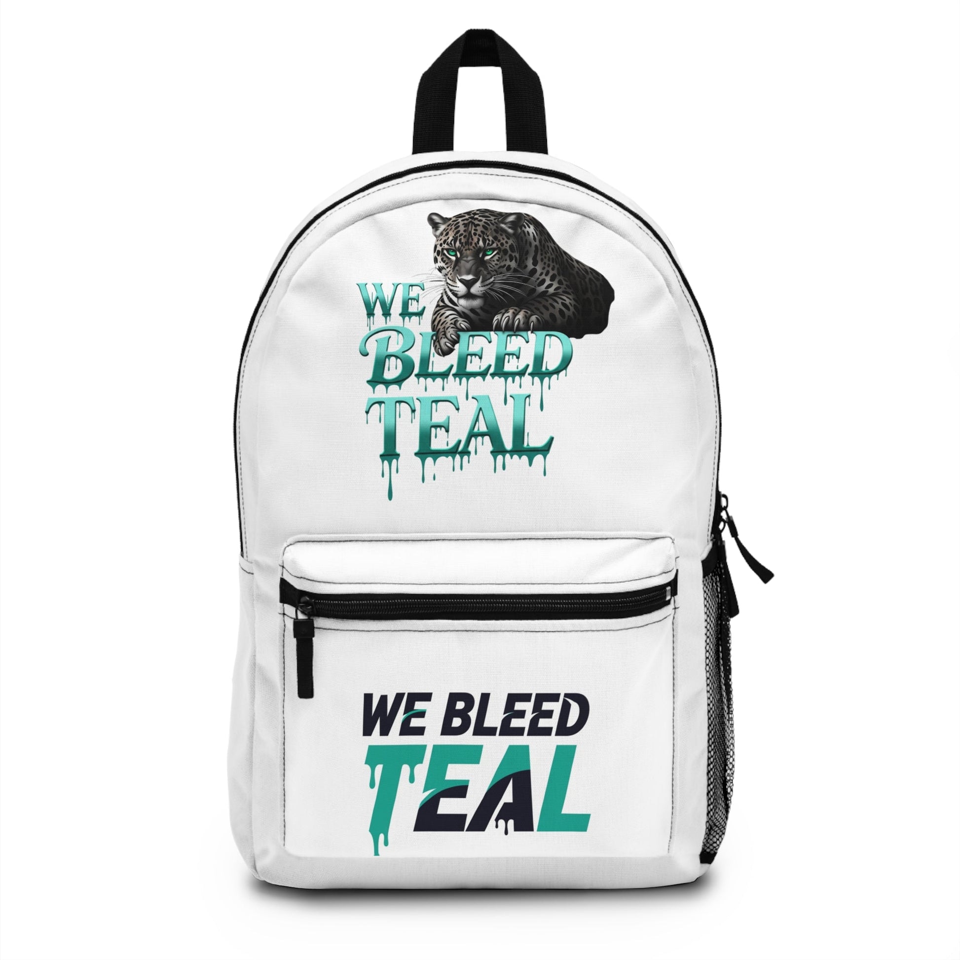 Teal Panther Backpack, Trendy Student Bag, Cool Animal Print Rucksack, Perfect for School, Gifts for Nature Lovers, Everyday Use Printify