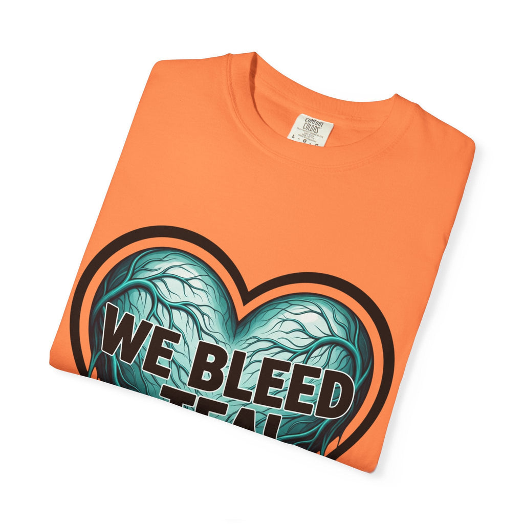 Teal Heart Awareness T-shirt, Unisex Gift for Mental Health, Eco-Friendly Tee, Bleed Teal Support, Casual Everyday Wear Printify