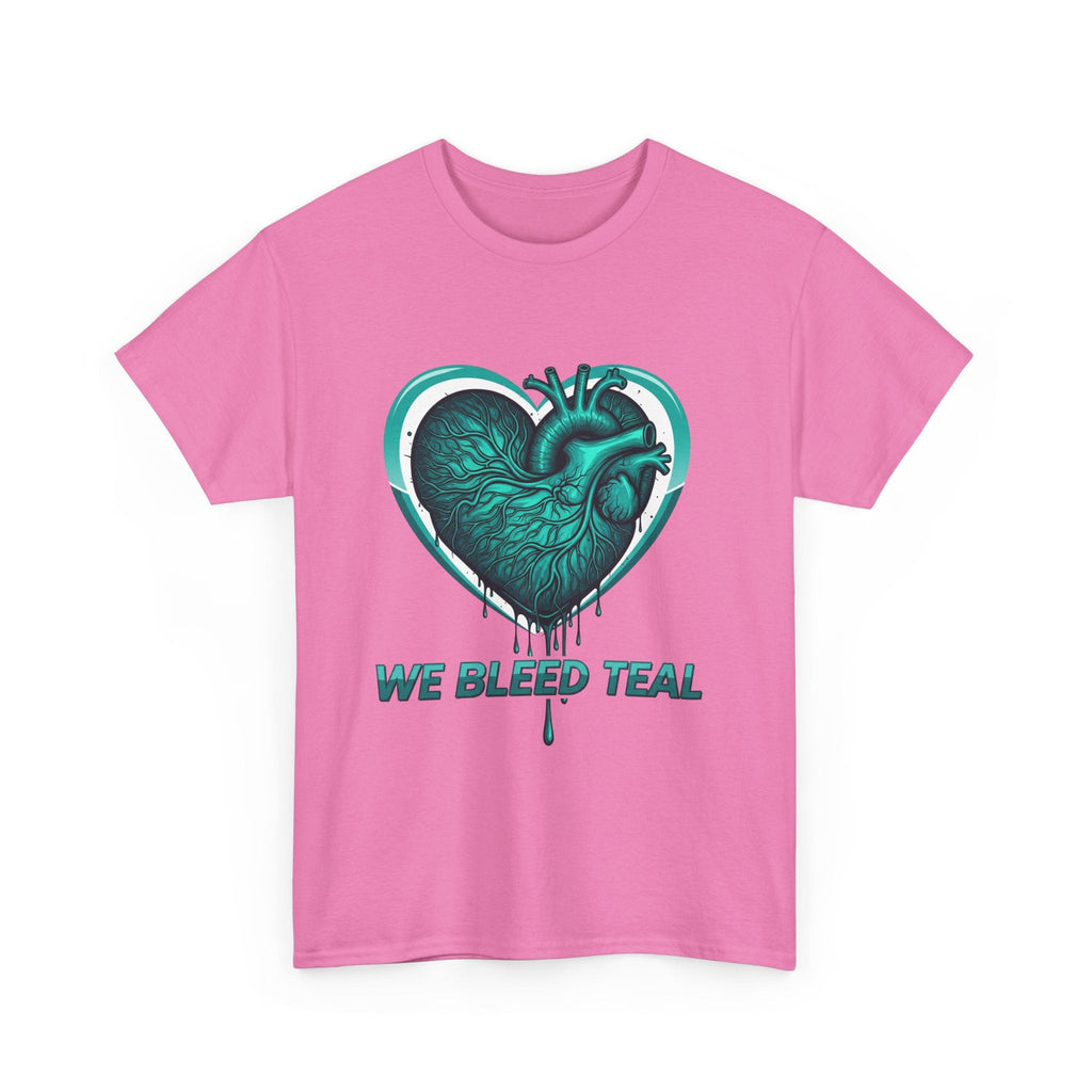 Teal Heart Awareness Tee, Unisex Cotton Shirt, Supportive Gear, Medical Awareness, Gift for Loved Ones, Casual Wear Printify
