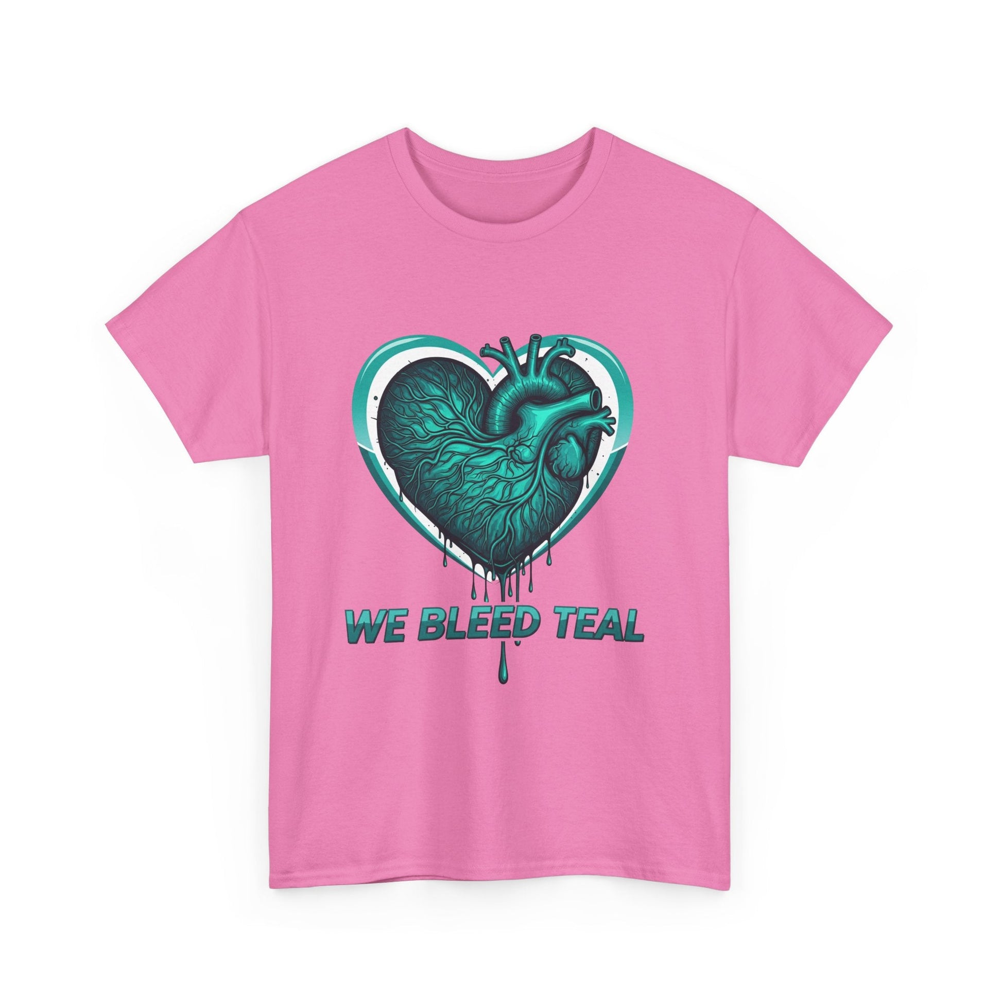 Teal Heart Awareness Tee, Unisex Cotton Shirt, Supportive Gear, Medical Awareness, Gift for Loved Ones, Casual Wear Printify