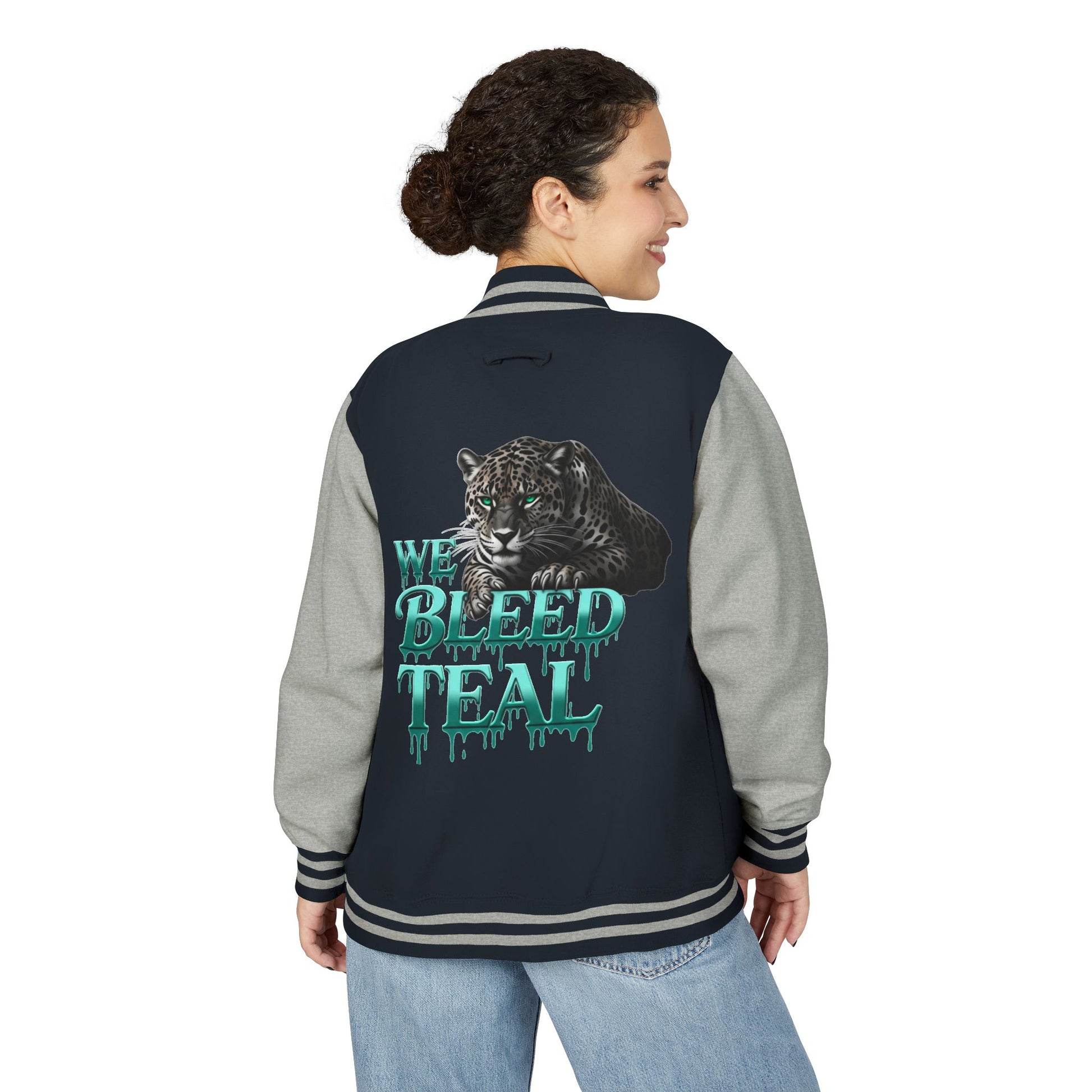 Teal Bleeding Letterman Jacket, Unisex Varsity Jacket, Trendy Sports Jacket, Cool Casual Wear, College Spirit Gear, Perfect Gift for [...]