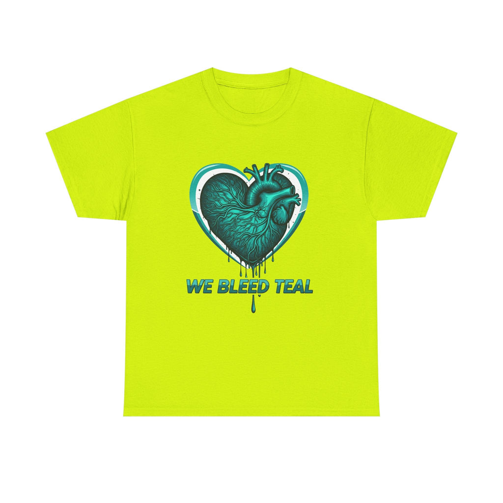 Teal Heart Awareness Tee, Unisex Cotton Shirt, Supportive Gear, Medical Awareness, Gift for Loved Ones, Casual Wear Printify