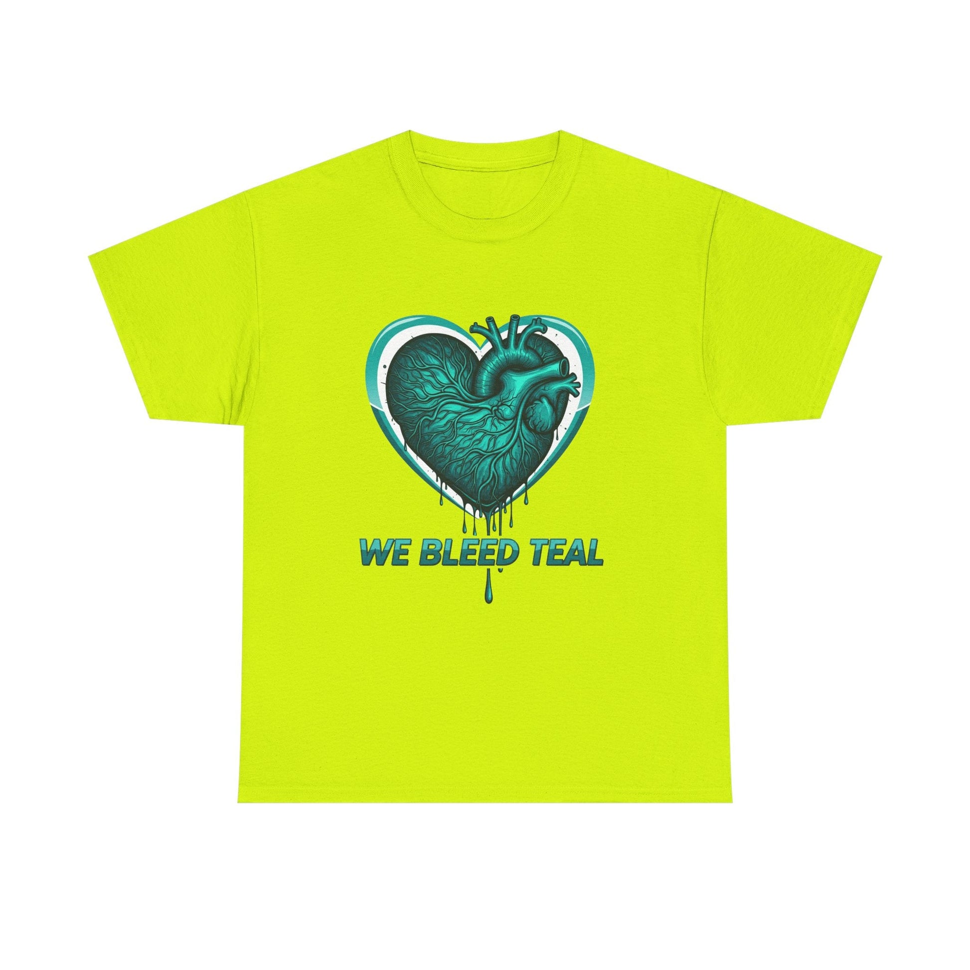 Teal Heart Awareness Tee, Unisex Cotton Shirt, Supportive Gear, Medical Awareness, Gift for Loved Ones, Casual Wear Printify