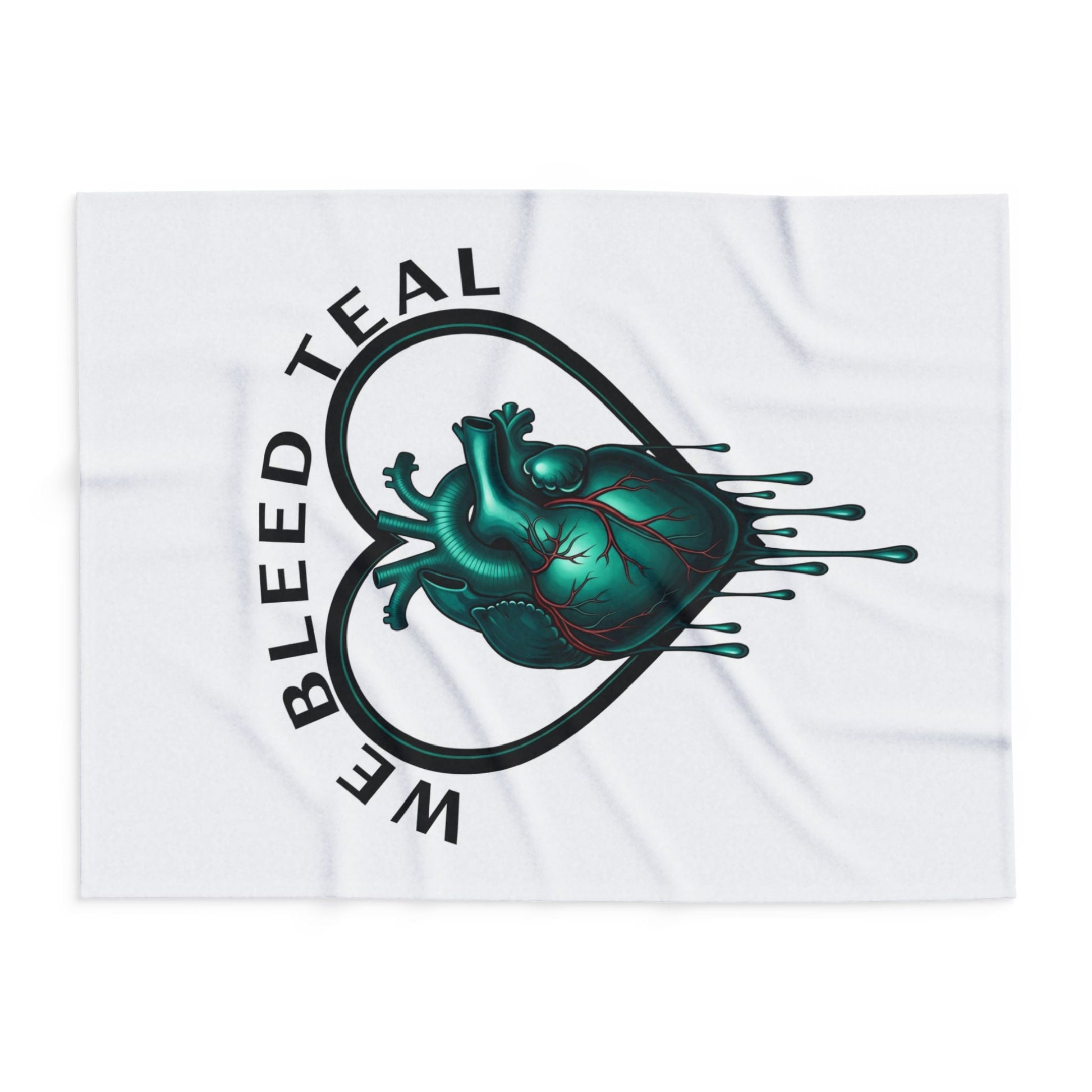 Teal Heart Fleece Blanket - Cozy Throw for Health Awareness, Gifts for Nurses, Valentine’s Day, Home Decor, Charity Fundraisers Printify