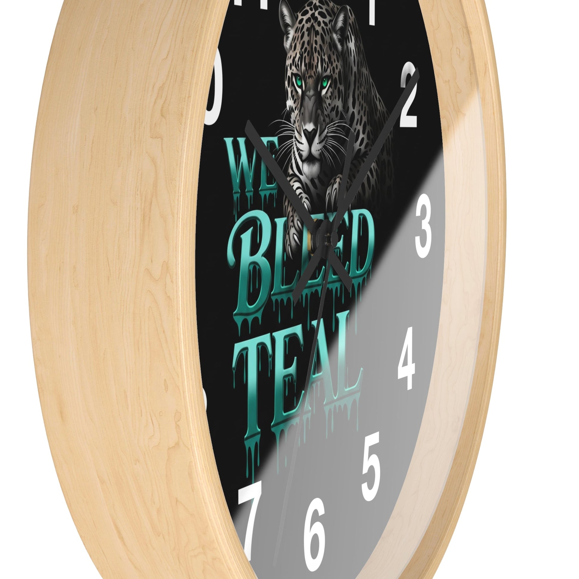 Teal Panther Wall Clock, Decor for Home, Unique Office Clock, Gift for Cat Lovers, Sports Team Home Decor Printify