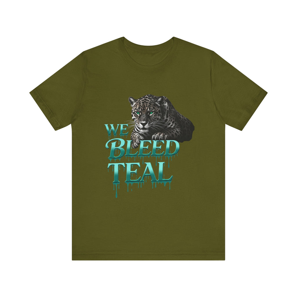 Teal Panther Graphic Tee - We Bleed Teal T-Shirt, Casual Unisex Shirt, Animal Lover Gift, Sports Fans Apparel, Unique Graphic Top Printify