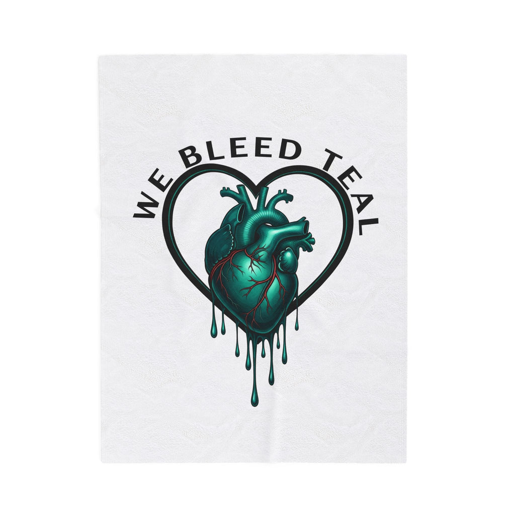 Teal Heart Soft Plush Blanket, Cozy Throw for Home, Ideal for Gifts, Pet Lovers, Versatile Blanket, Unique Decor Printify