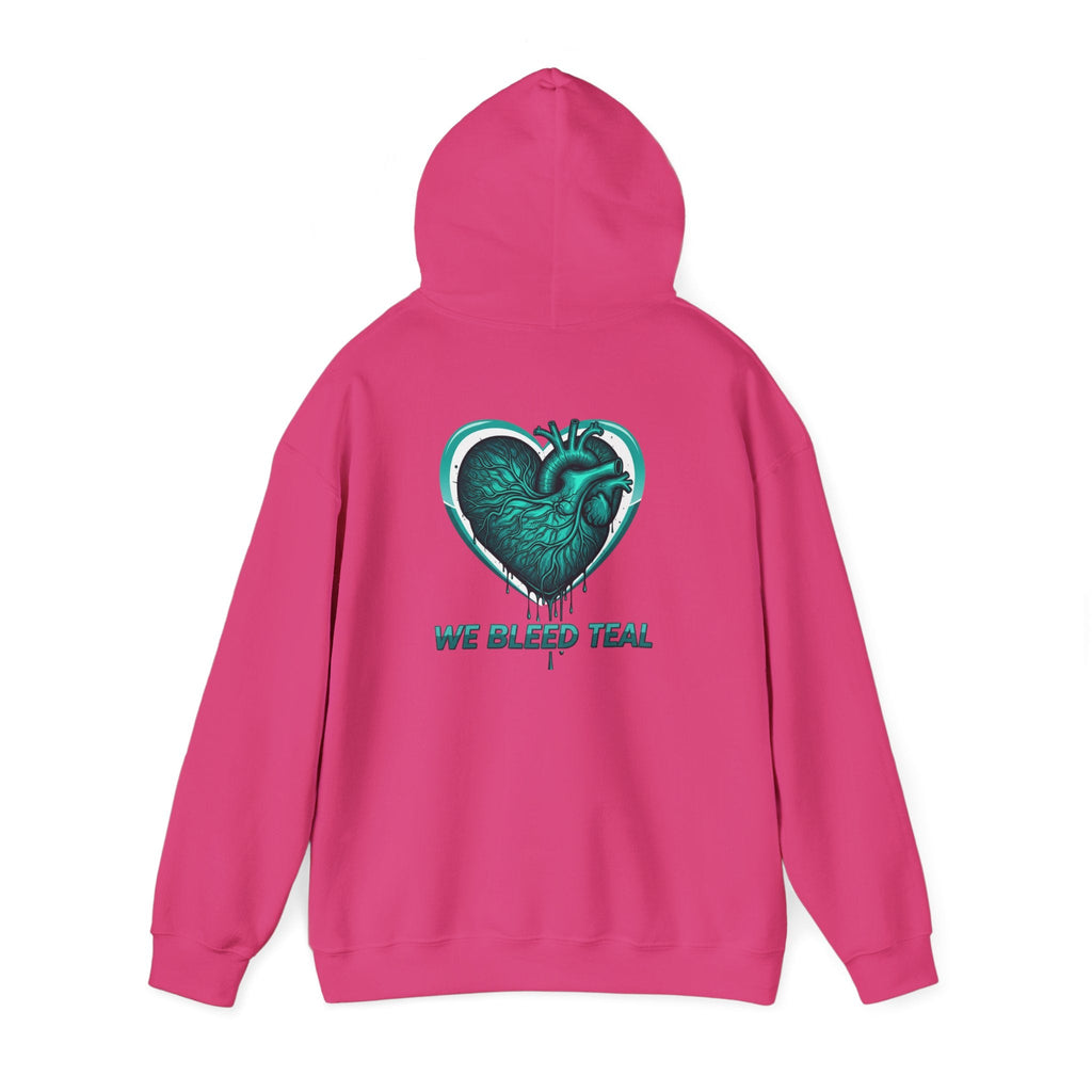 Teal Heart Hoodie - Unisex Heavy Blend Sweatshirt, Perfect for Gamers, Sport Fans, Casual Wear, Gift for Holidays Printify