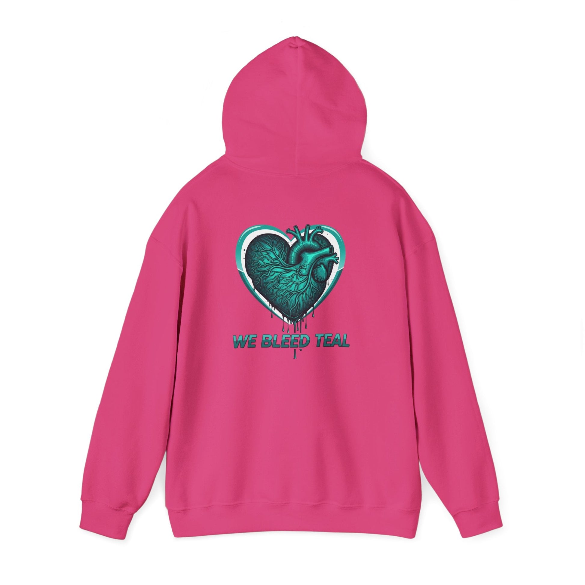 Teal Heart Hoodie - Unisex Heavy Blend Sweatshirt, Perfect for Gamers, Sport Fans, Casual Wear, Gift for Holidays Printify