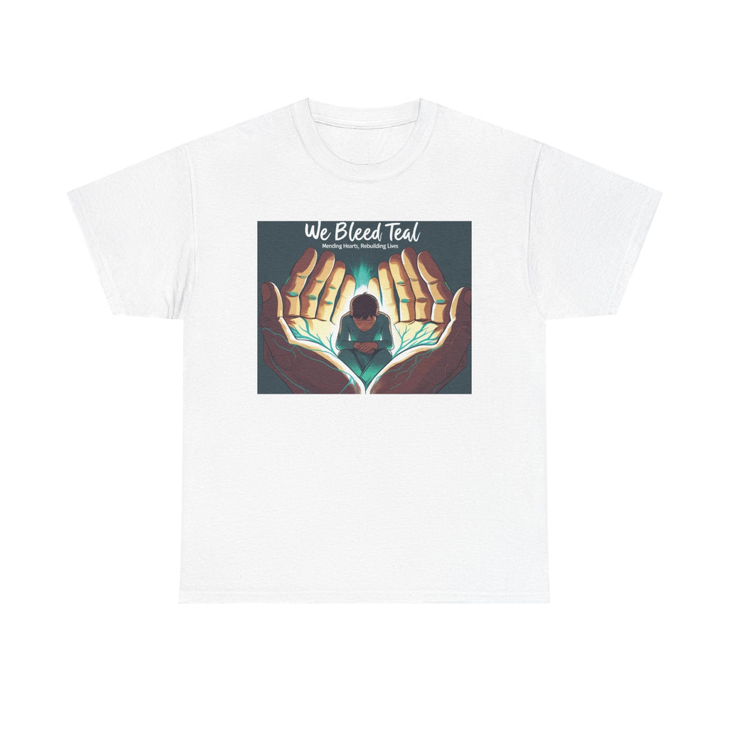 Teal Awareness Tee - We Bleed Teal - Unisex Heavy Cotton Shirt, Support Teal Ribbon, Gift for Awareness Events, Casual Wear, Summer Style