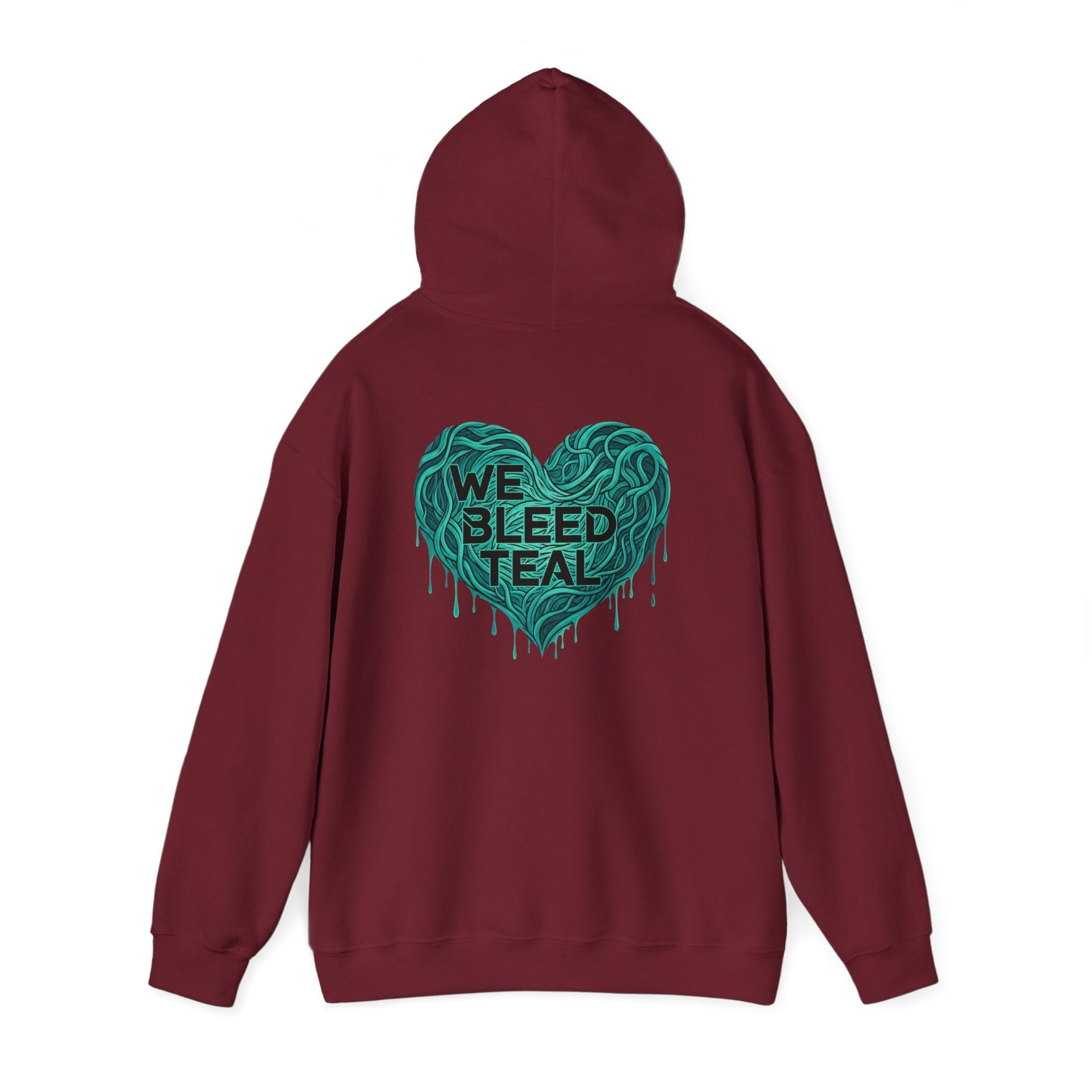 Teal Heart Hoodie, Unisex Hooded Sweatshirt, Casual Sweatshirt, Gift for Teal Lovers, Birthday Gift, Heart Sweatshirt Printify