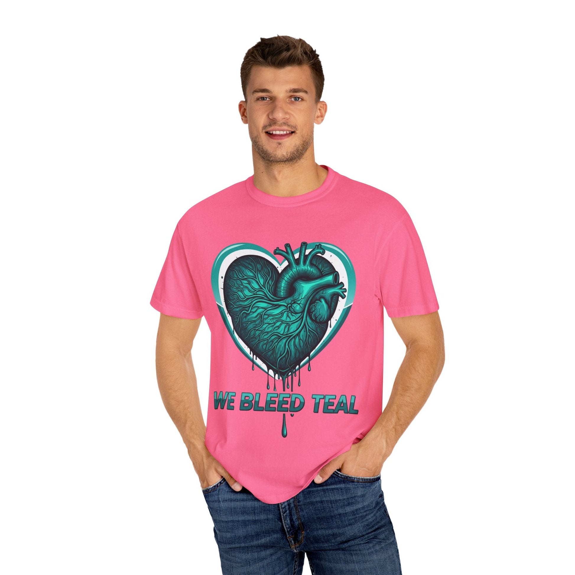 Teal Heart T-Shirt, Unisex Casual Shirt, Heart Health Awareness Tee, Gift for Men & Women, Comfortable Everyday Wear, We Bleed Teal Printify