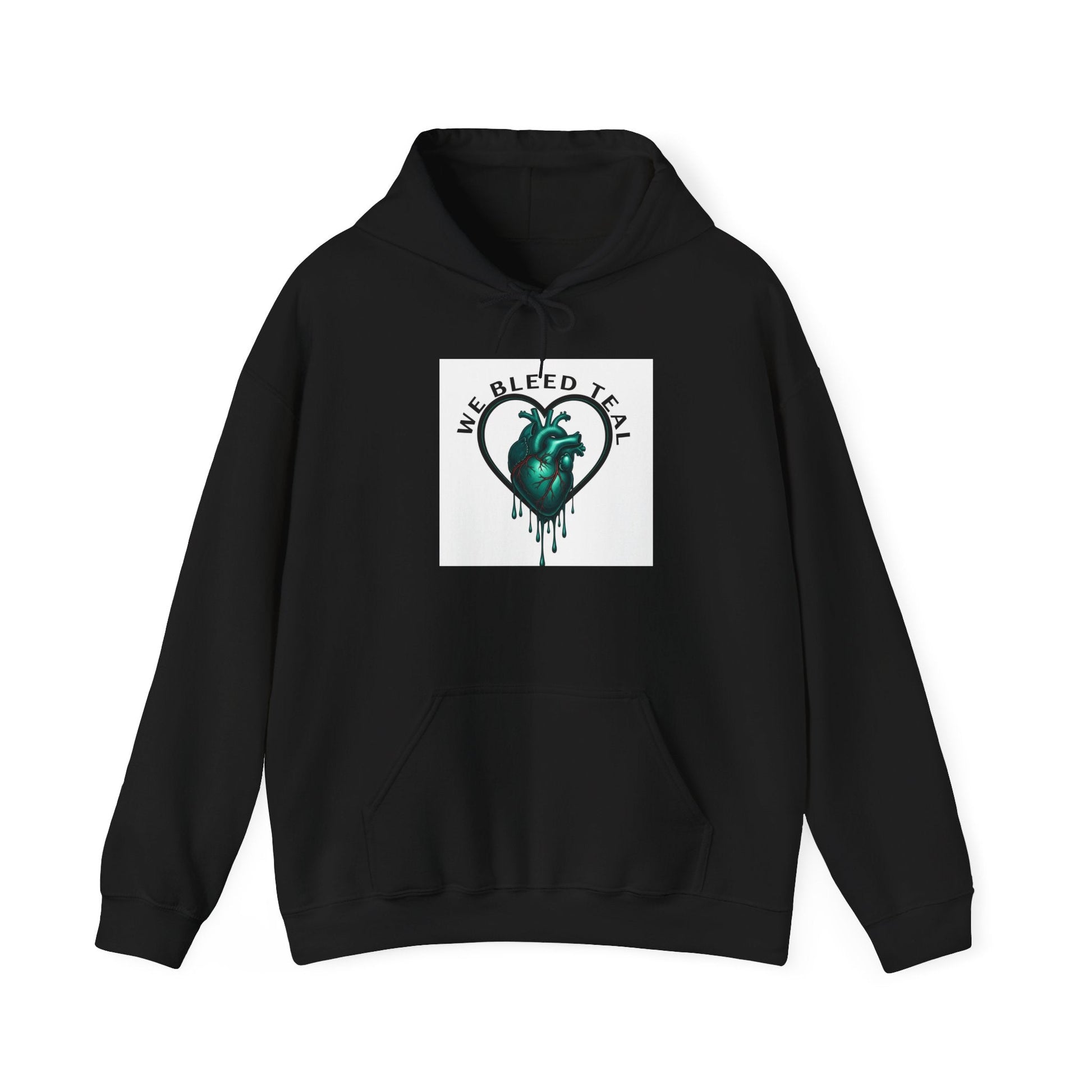 Teal Heart Drip Hoodie - Unisex Sweatshirt, Casual Wear, Gift for Her, Unique Style, Fall Fashion, Cozy Outfit Printify