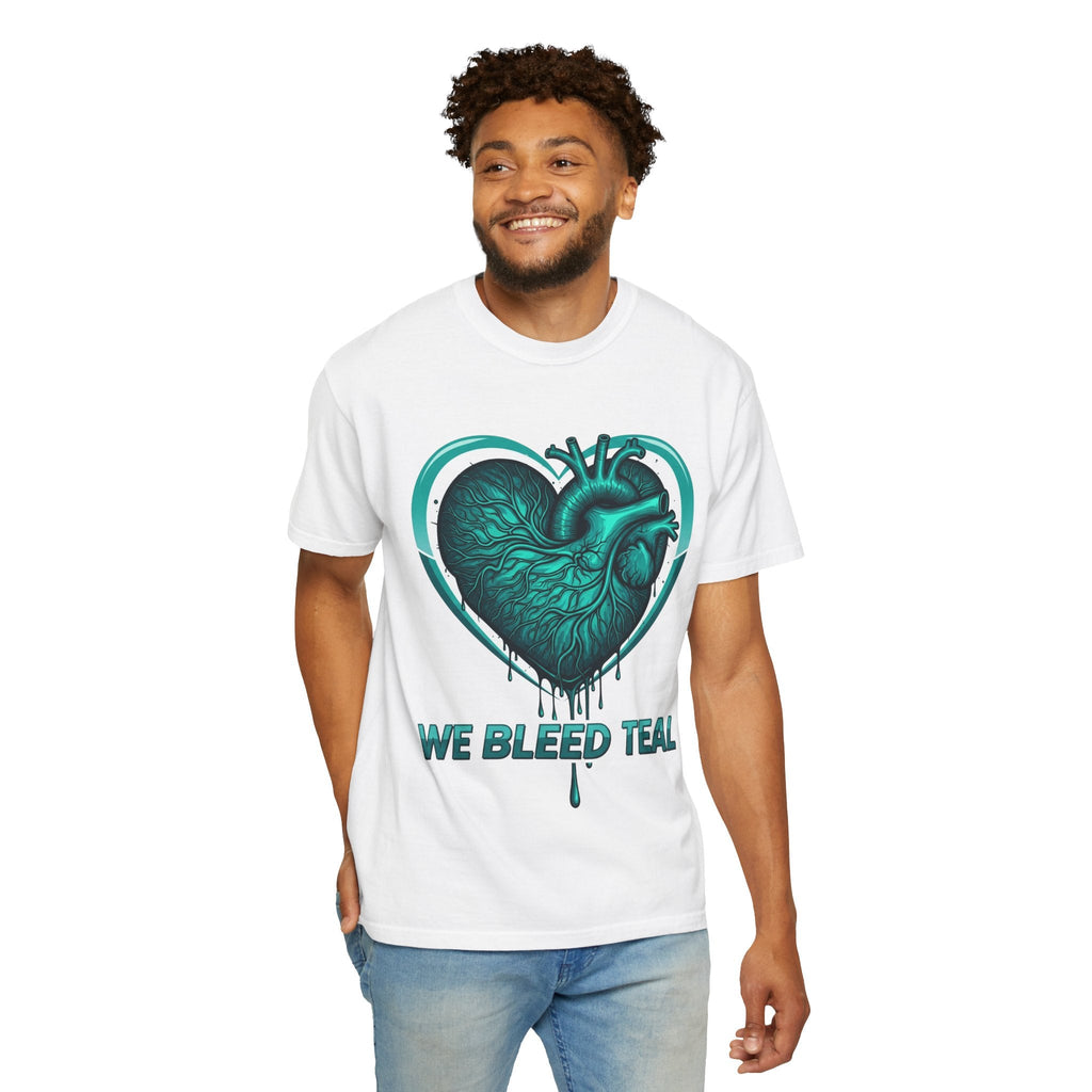 Teal Heart T-Shirt, Unisex Casual Shirt, Heart Health Awareness Tee, Gift for Men & Women, Comfortable Everyday Wear, We Bleed Teal Printify